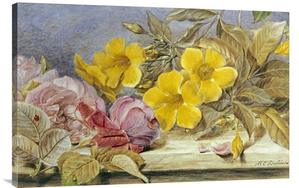 Mary Elizabeth Duffield A Still Life of Roses Canvas Wall Art Print - Gallery Wrap Giclee Painting - Home & Office Decor - Perfect for Living Room, Bedroom, Dining Room