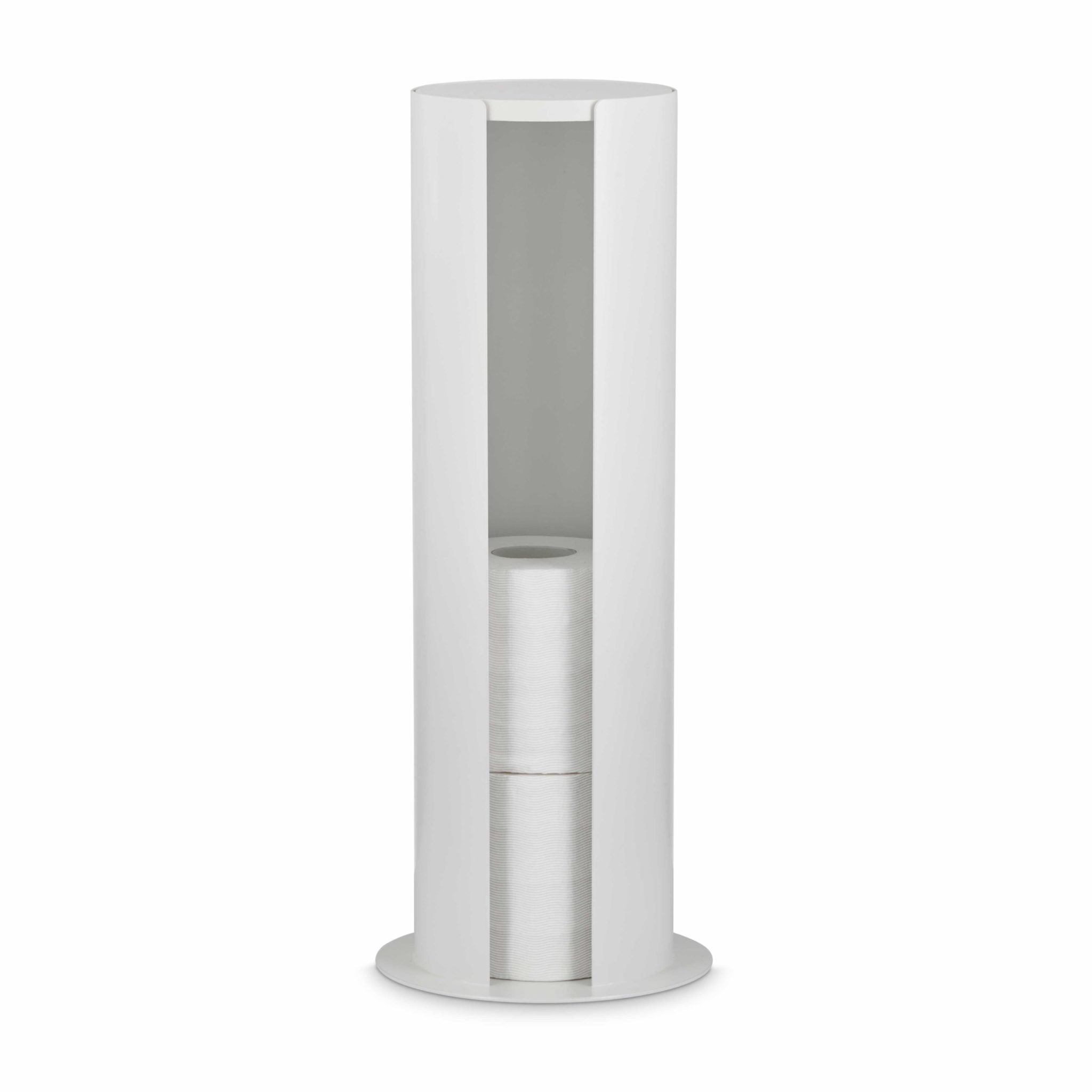 DESIGNSTUFF White Toilet Paper Holder - Bathroom Storage Organizer for Rolls, Perfect for Home & Office Use