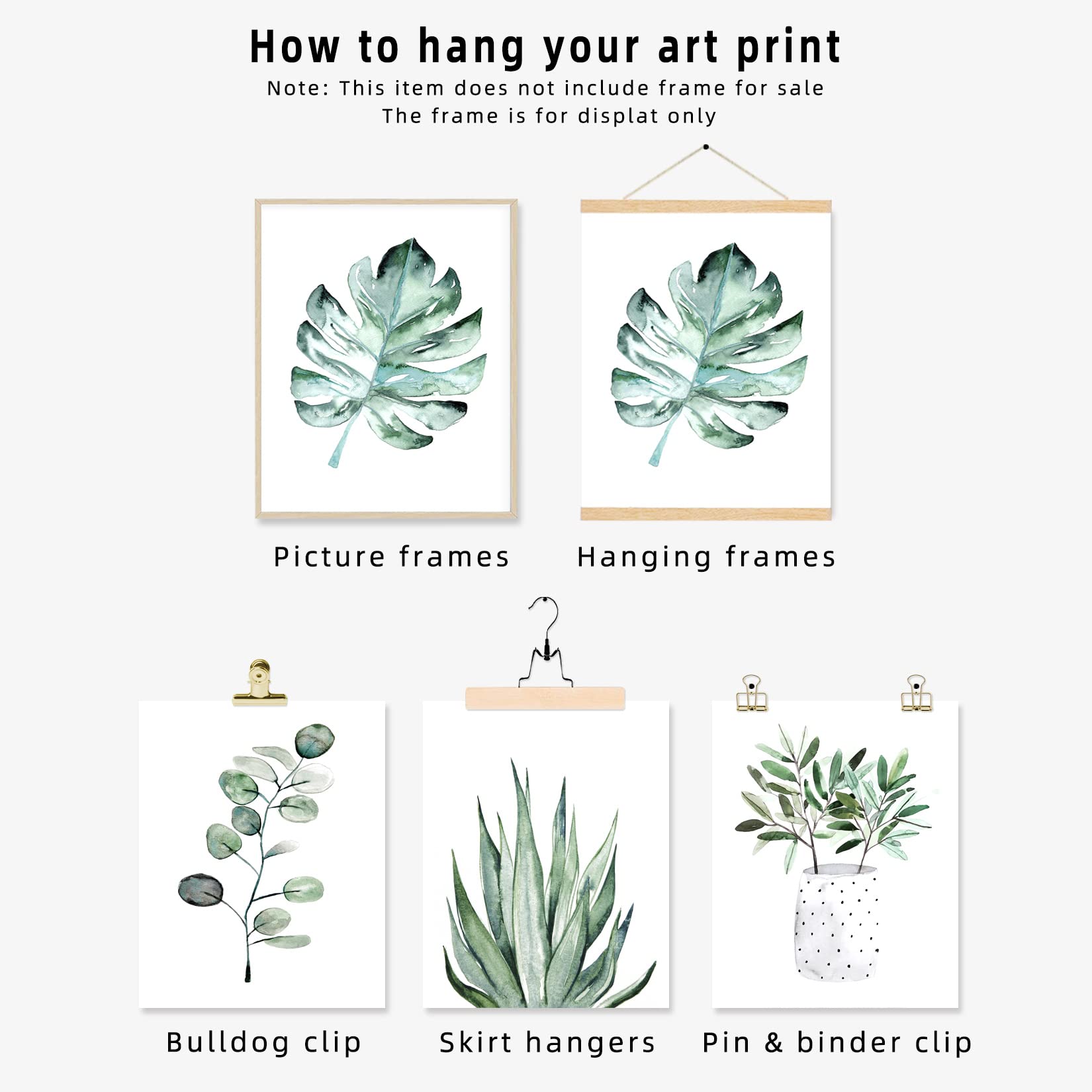 Botanical Prints Wall Art - Set of 6 Unframed 11x14 Canvas Posters for Bedroom Decor, Plant Leaf Artwork in Sage Green | Perfect for Home, Office & Nursery Aesthetic Decorations