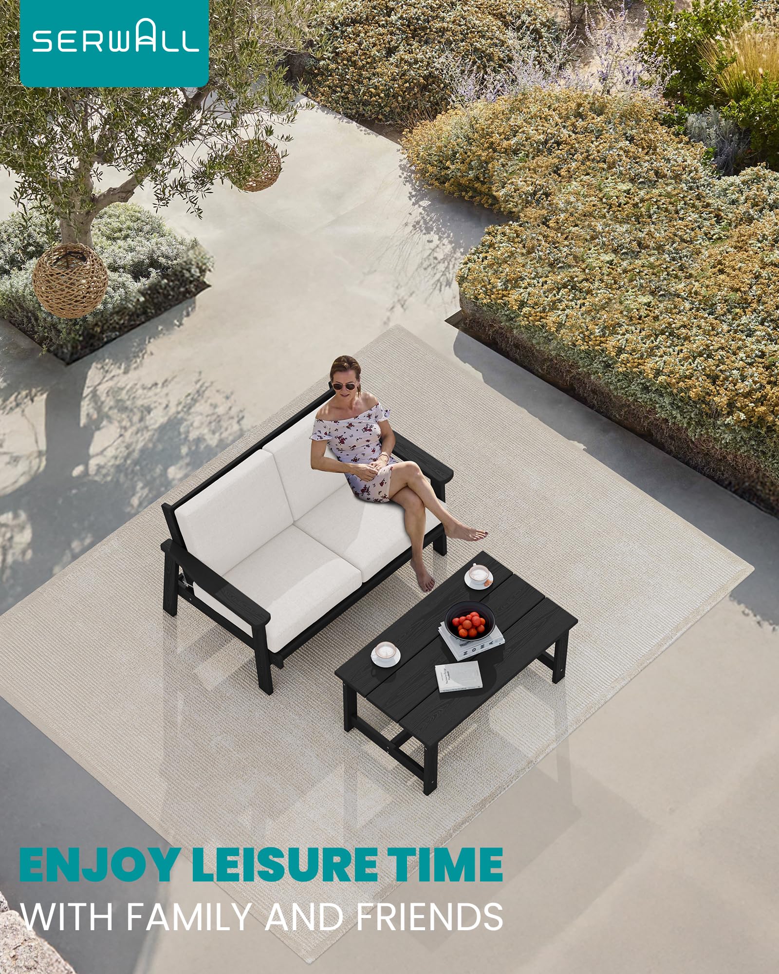 SERWALL All-Weather HDPE Outdoor Coffee Table - 37.8