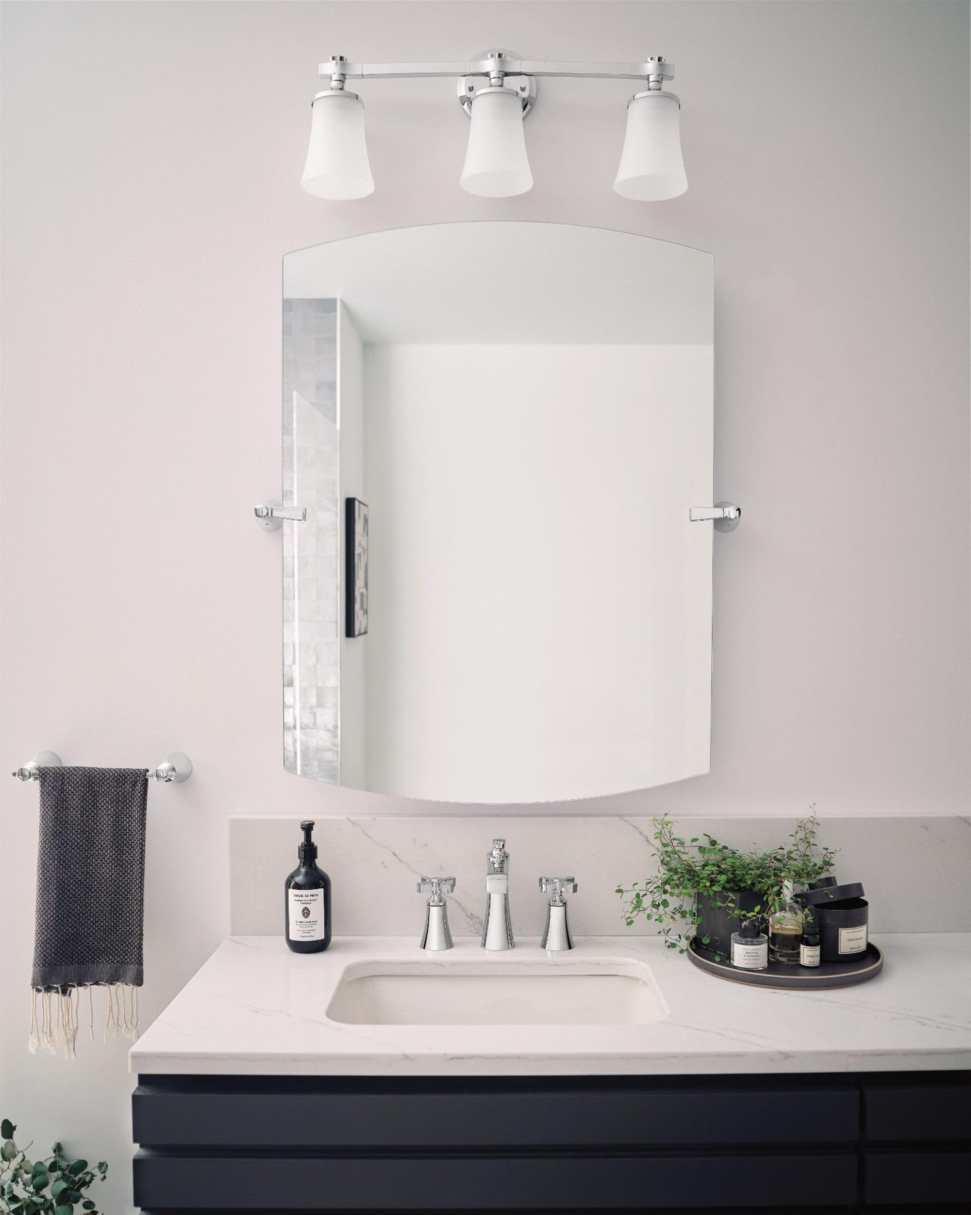 Moen YB0390CH Flara Square Bathroom Tilting Mirror in Chrome - Modern Vanity Mirror for Bathroom, Makeup, Shaving & Home Decor