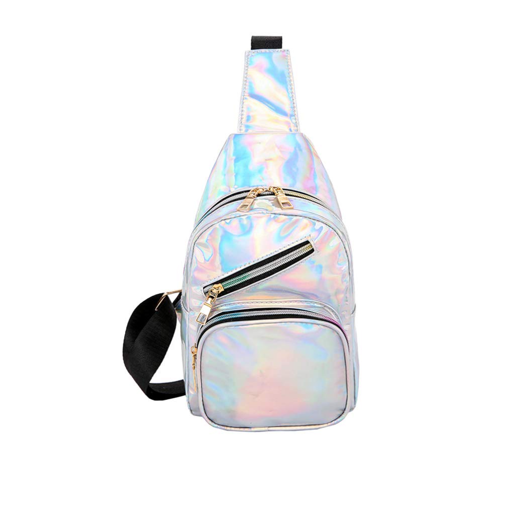 TENDYCOCO Holographic Sling Bag for Men & Women - Iridescent Crossbody Chest Bag with Adjustable Strap - Perfect for Travel, Concerts, and Everyday Use