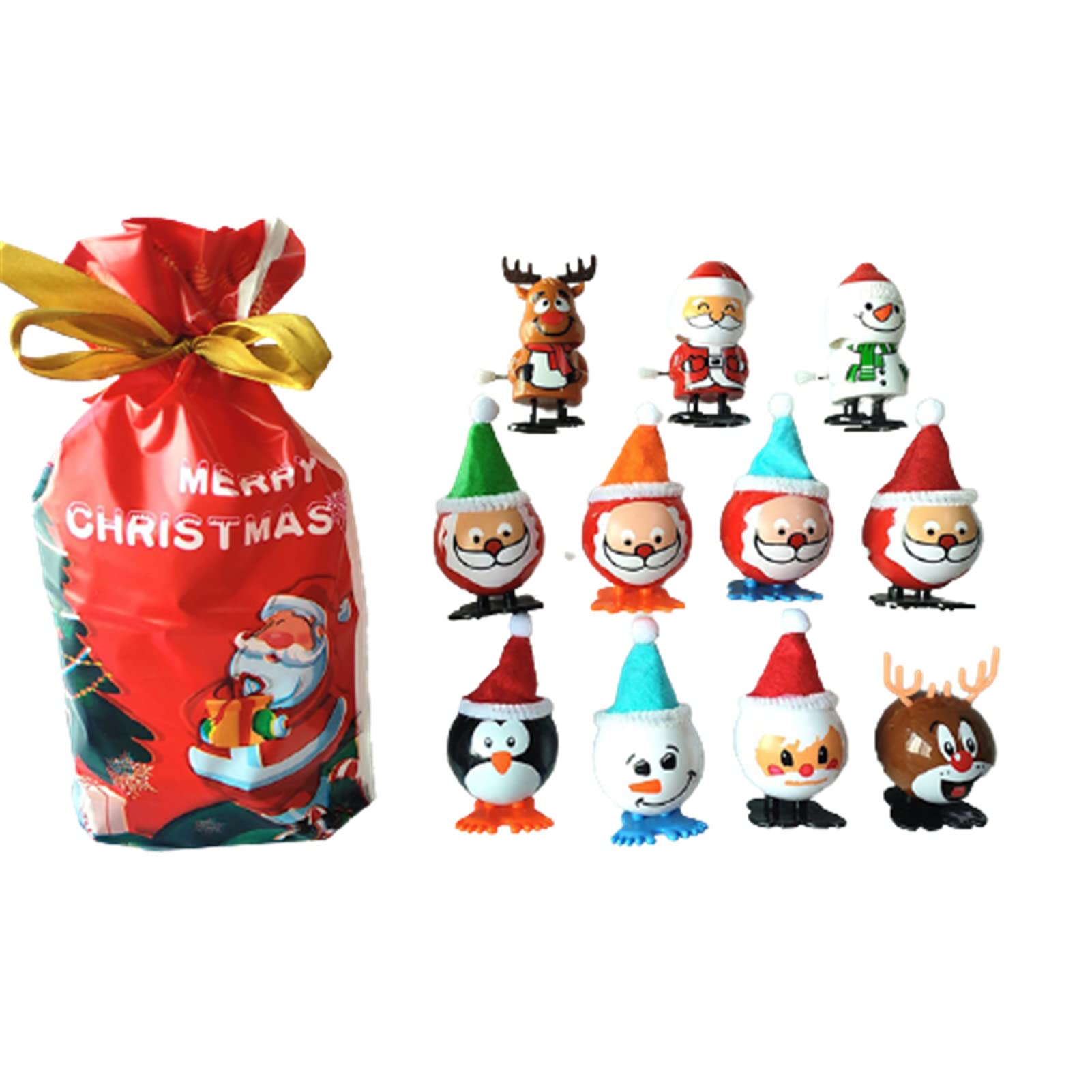 VALINK Christmas Wind Up Toys - 7/8/11 Pack Cute Walking Clockwork Toys with Drawstring Bag for Holiday Party Favors, Stocking Stuffers & Christmas Decorations | Perfect for Gift Exchanges, Classroom Rewards & Festive Home Decor