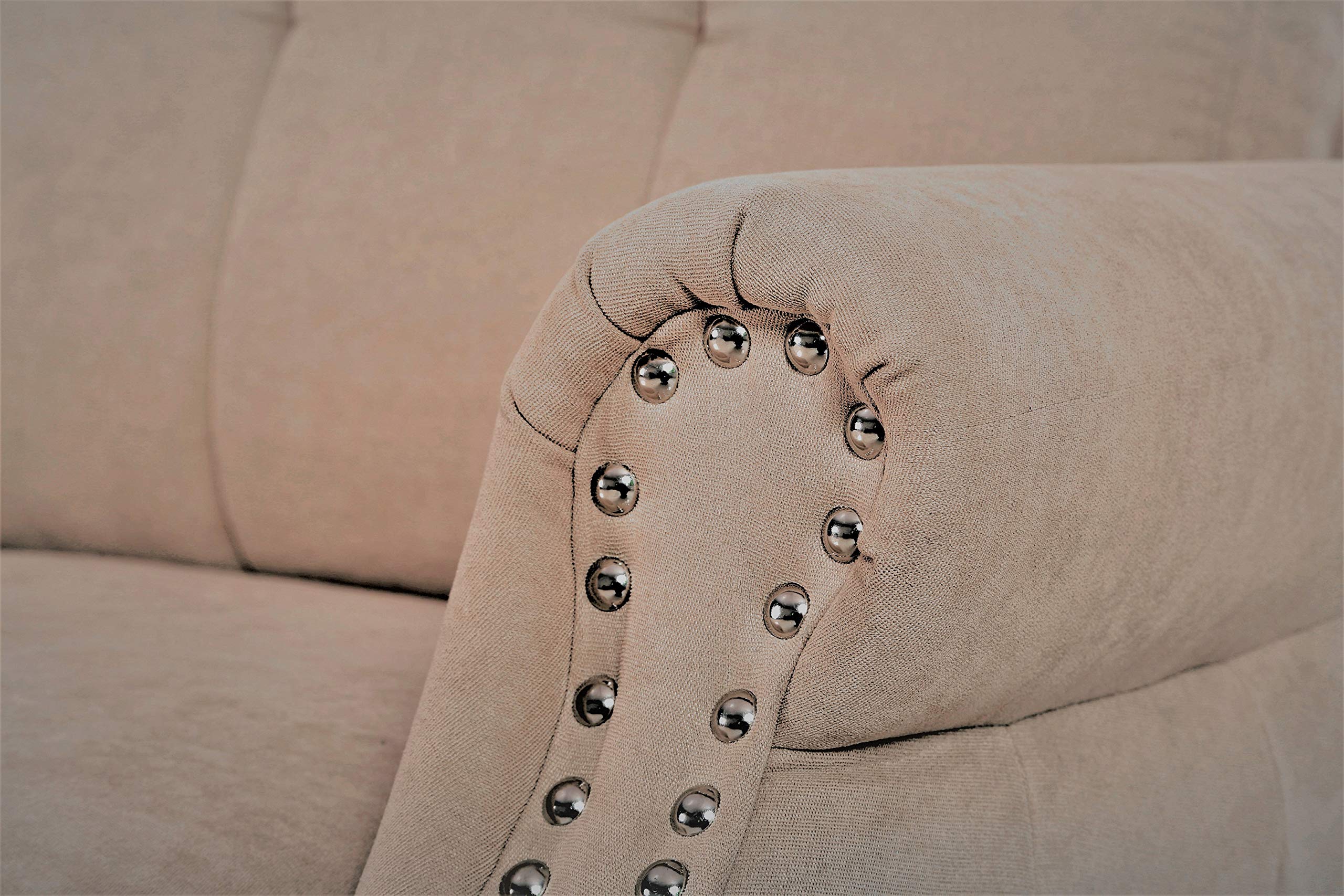 Briscoe Ultra Modern Upholstered Button Tufted Loveseat with Rolled Arms - Coffee Brown Sofa for Living Room | Perfect for Small Spaces, Apartments & Cozy Home Decor