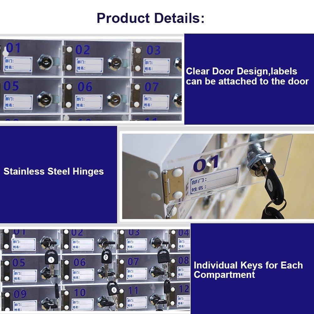 Acrylic Cell Phone Storage Box with 20 Compartments - Clear Lockable Doors, Wall-Mountable Classroom Organizer - Perfect for Schools, Offices & Study Areas to Secure Phones During Class or Meetings