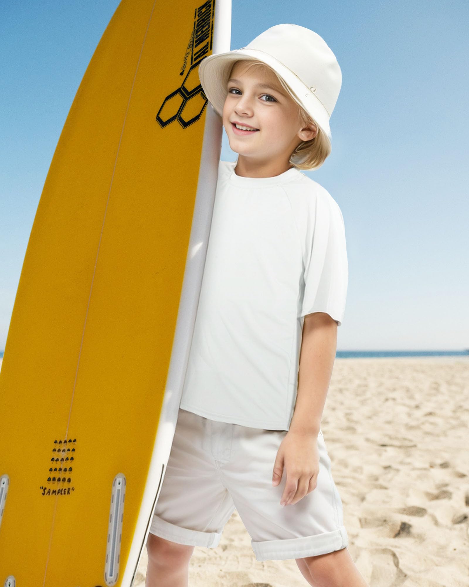 Witwot Boys UPF 50+ Sun Protection Short Sleeve Rash Guard Swim Shirt - Youth Kids UV Protective Swimwear for Beach, Pool & Water Sports