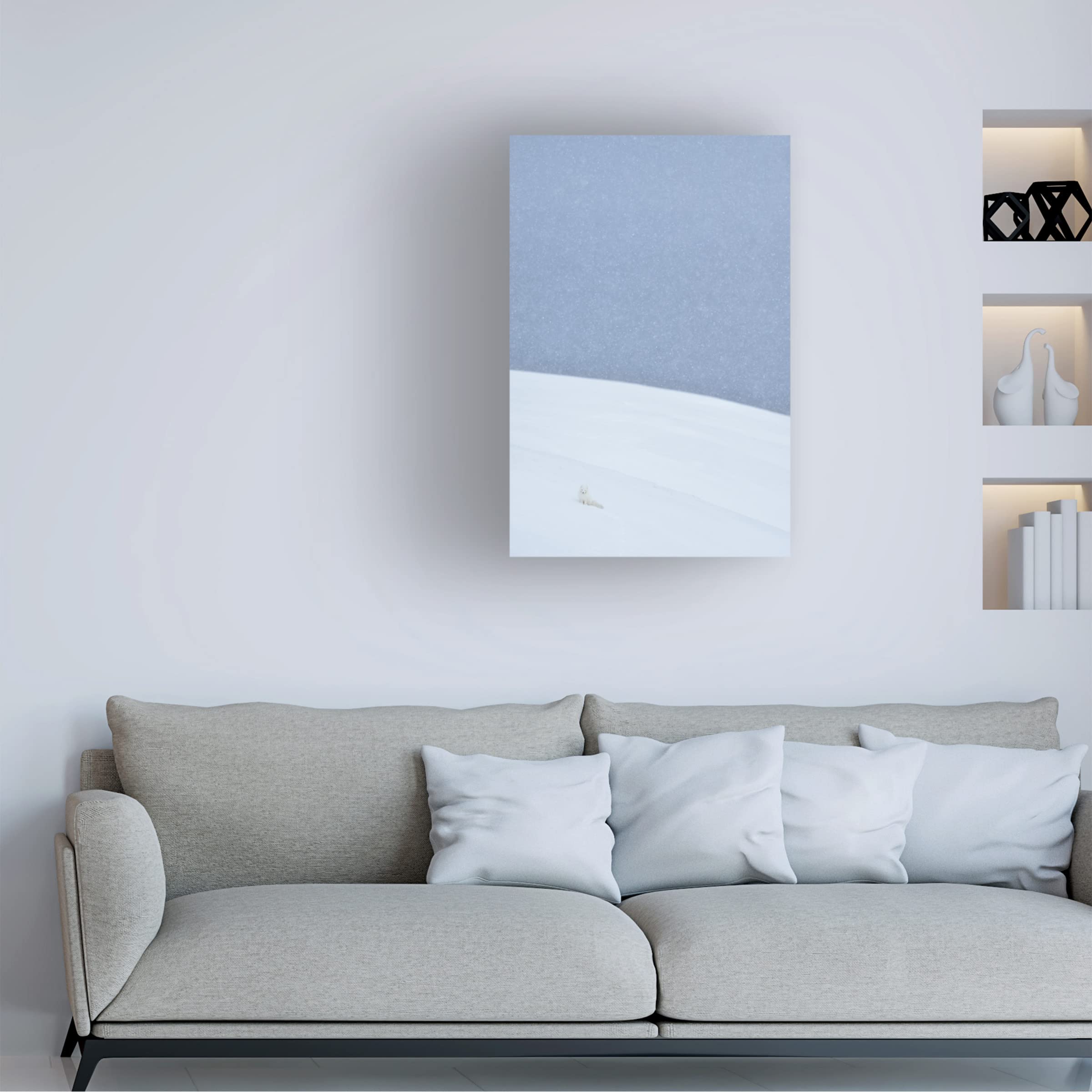 Trademark Fine Art 'Snowy Arctic Fox In Svalbard' Canvas Wall Art by Yves Adams - Stunning Wildlife Home Decor for Living Room, Bedroom & Office