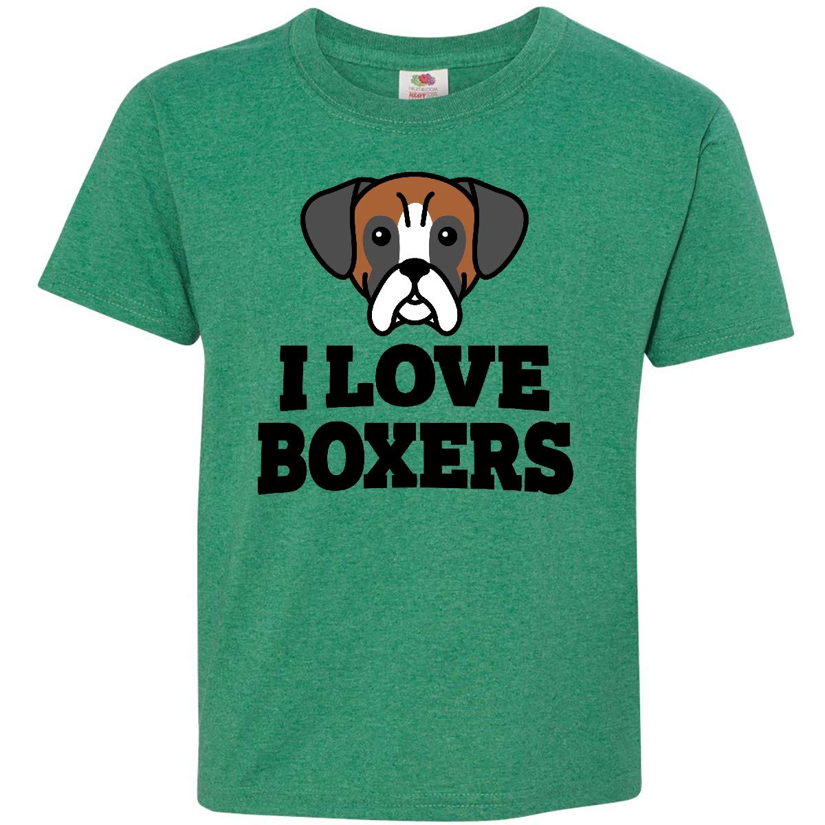Inktastic I Love Boxers Youth T-Shirt - Cute Dog Lover Graphic Tee for Kids | Soft Cotton Comfort Fit | Perfect for Playdates, School & Family Photos
