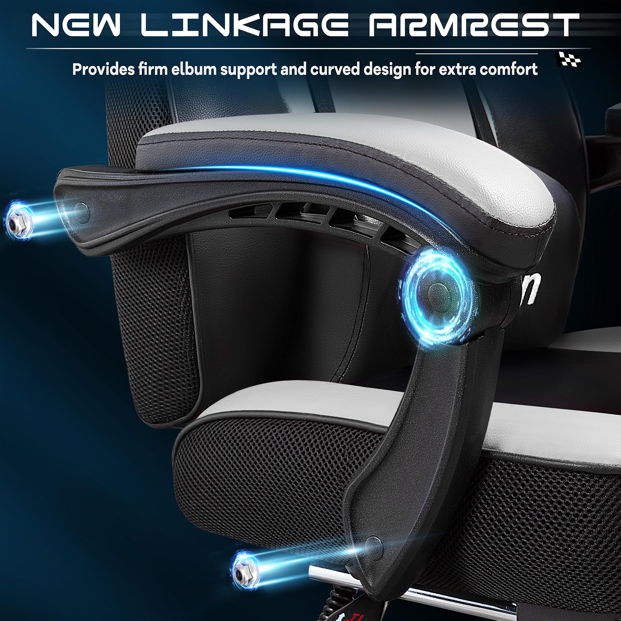 Premium Meilocar Gaming Chair for Adults - Ergonomic Computer Chair with Footrest, 330lb Weight Capacity, Massage Lumbar Support, Height Adjustable & 360° Swivel - Big & Tall Office Chair (White) - Perfect for PC Gaming, Home Office & Esports Setup