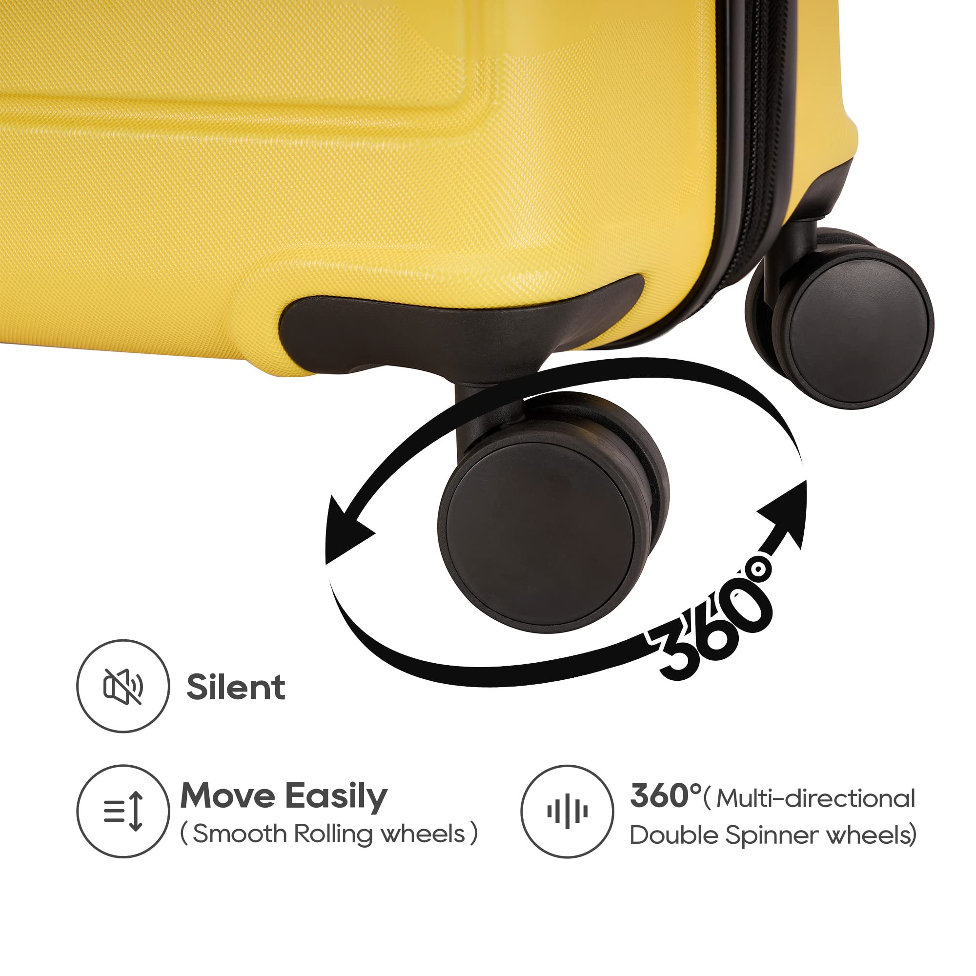 ABS Luggage with TSA Locks - 28-Inch Large Expandable Suitcase, Yellow Spinner with Friction-Resistant Wheels | Perfect for International Travel & Business Trips