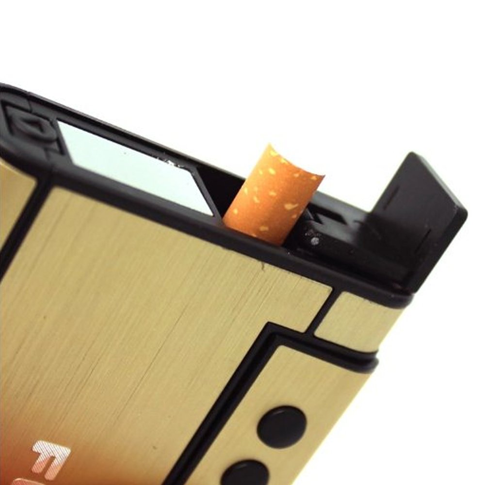 Premium Gold Cigarette Case Dispenser with Built-in Butane Jet Torch Lighter - Holds 8 Cigarettes - Compact & Stylish Accessory for Smoking Enthusiasts | Perfect for Travel, Outdoor Activities & Nightlife