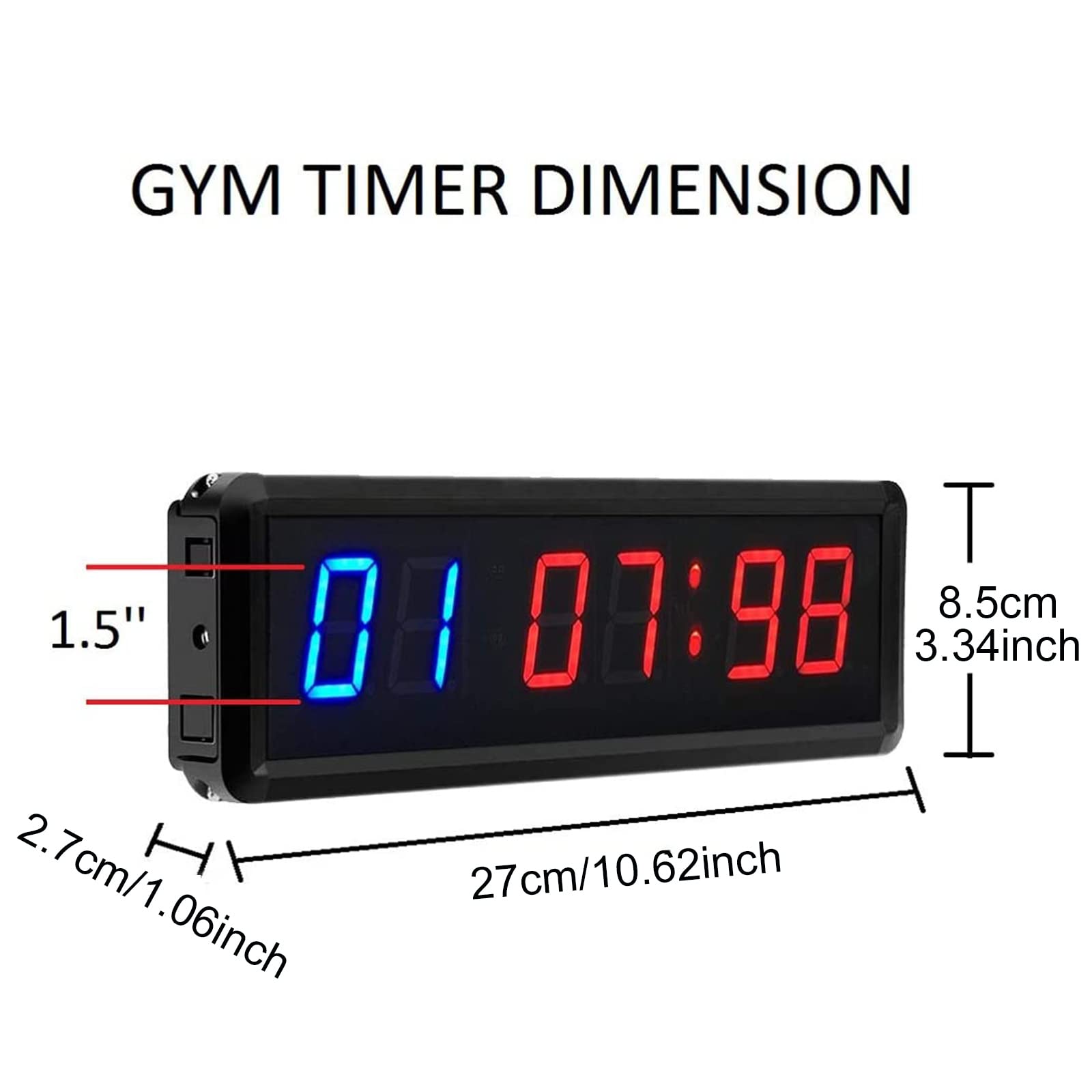 Gym Timer with Ultra-Clear LED Display - Digital Interval Timer, Countdown/Up Stopwatch for Home & Commercial Workouts - Perfect for HIIT, CrossFit, Boxing & Fitness Training