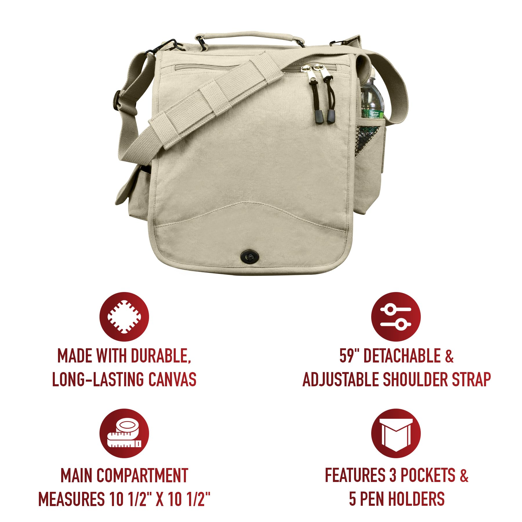 Rothco Canvas M-51 Engineers Field Bag - Durable Crossbody Shoulder Bag for Outdoor, Hiking & Military Use - Tactical Messenger Bag for Men & Women