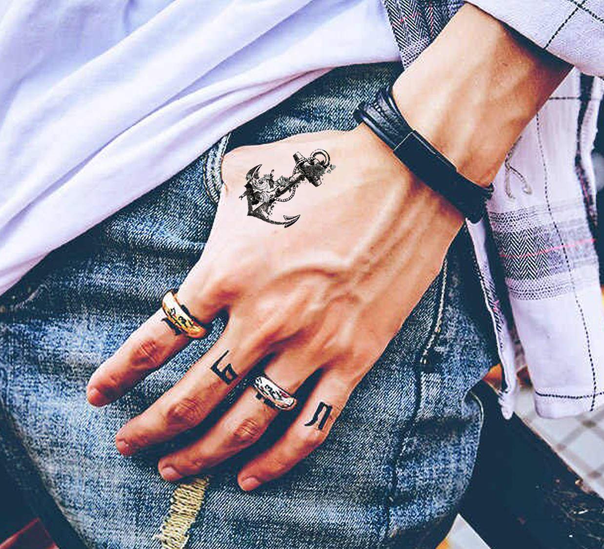 Waterproof Temporary Tattoo Stickers for Men & Women - 3D Realistic Flower, Butterfly, Star, Angel, Wolf Designs - Armband & Word Tattoos (60mm x 105mm) - Perfect for Parties, Festivals, Cosplay & Body Art