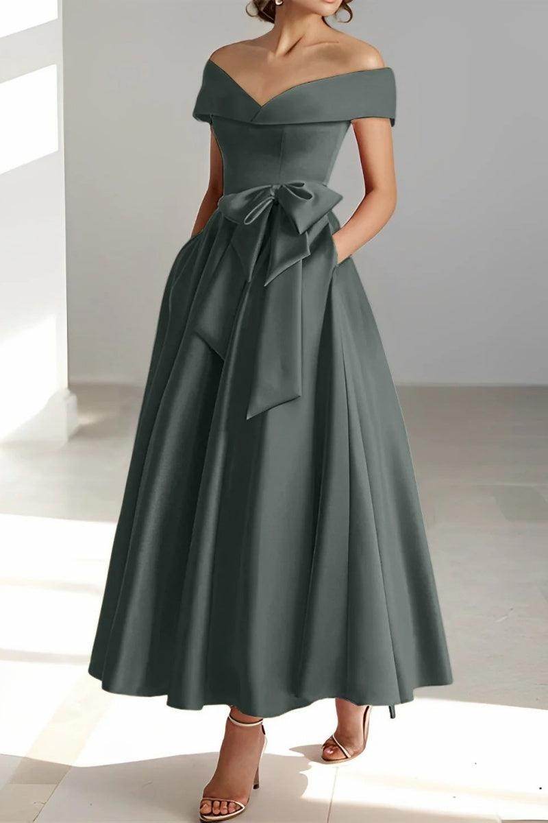 Elegant Off Shoulder Sleeveless Maxi Mother of the Bride Dress CM0332 - Perfect for Weddings, Formal Events & Special Occasions