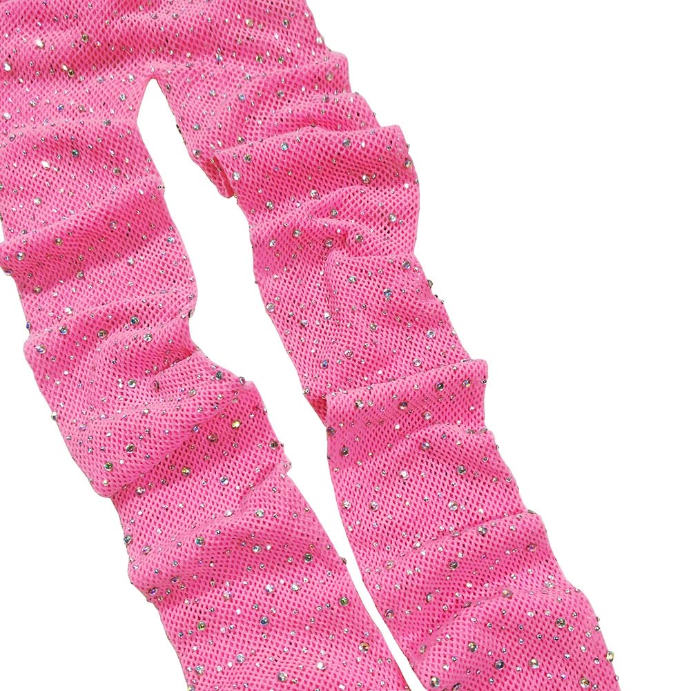 Sexy High Waist Sparkle Rhinestone Fishnet Stockings - Glamorous Party Tights with Mesh Design for Women | Perfect for Nightclub, Halloween, Burlesque & Cosplay Outfits