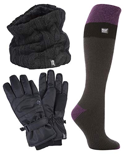 Black Neckwarmer / Charcoal Purple Ski Socks