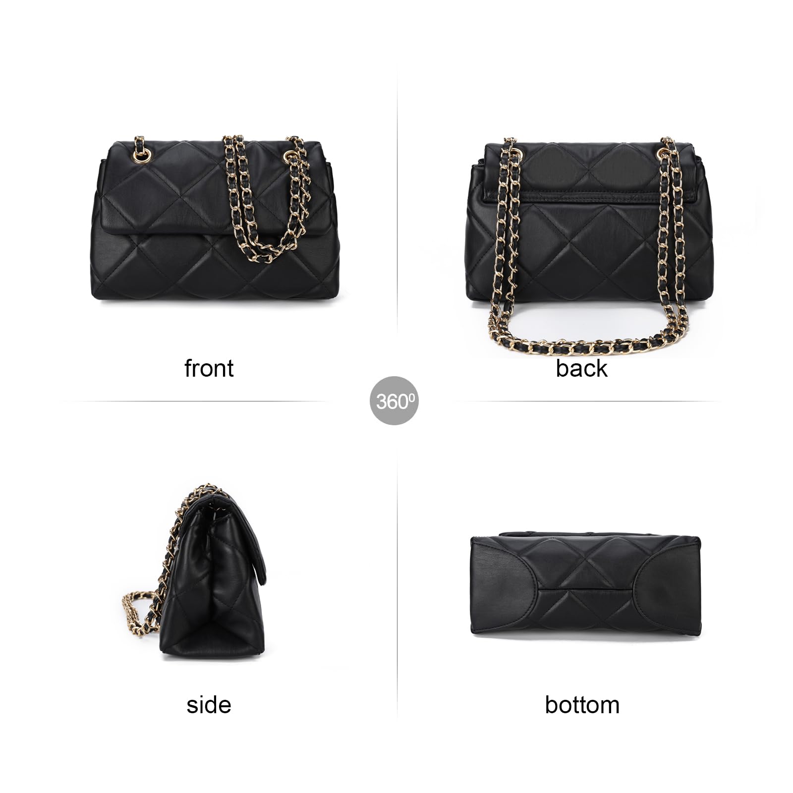 Trendy Gladdon Quilted Crossbody Purse for Women - Small Designer Shoulder Bag with Chain Strap, Cute Clutch Handbag for Daily Use, Work, Shopping & Date Night