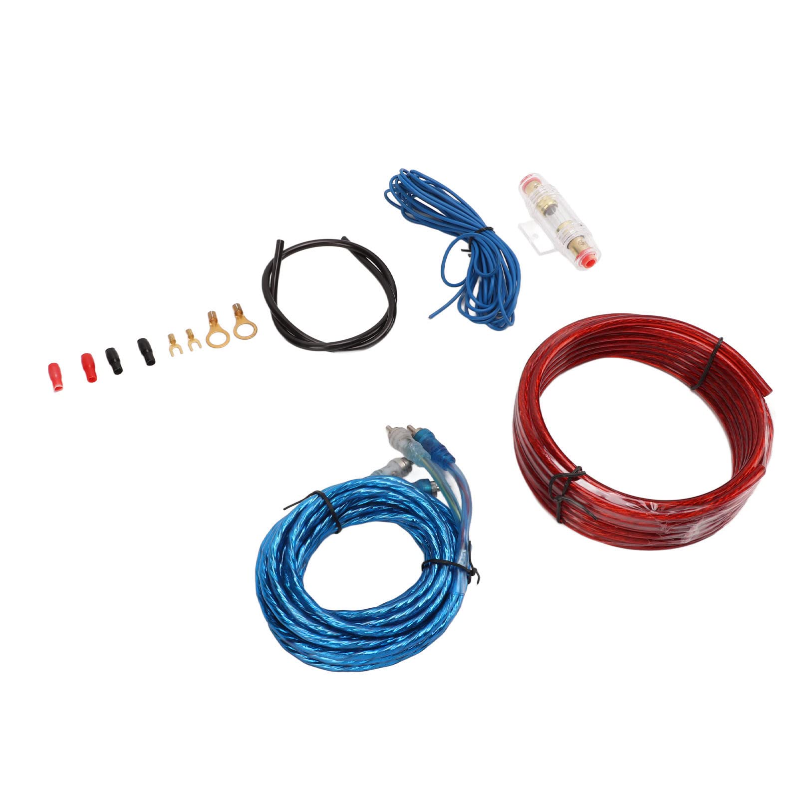 8 Gauge Car Amplifier Wiring Kit - Waterproof Power Cable & Audio Line for Auto Speaker & Subwoofer | Stable Power Transfer for Car Audio System Installation