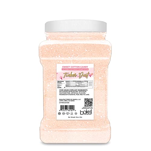 BAKELL® Sweet Cotton Candy Edible Flavored Glitter - 100% Food Safe Tinker Dust® for Baking & Decorating | 1 lb (454g) Shimmer Powder for Cakes, Cupcakes, Cake Pops, Cookies & Drinks | Perfect for Birthday Parties, Wedding Desserts & DIY Treats