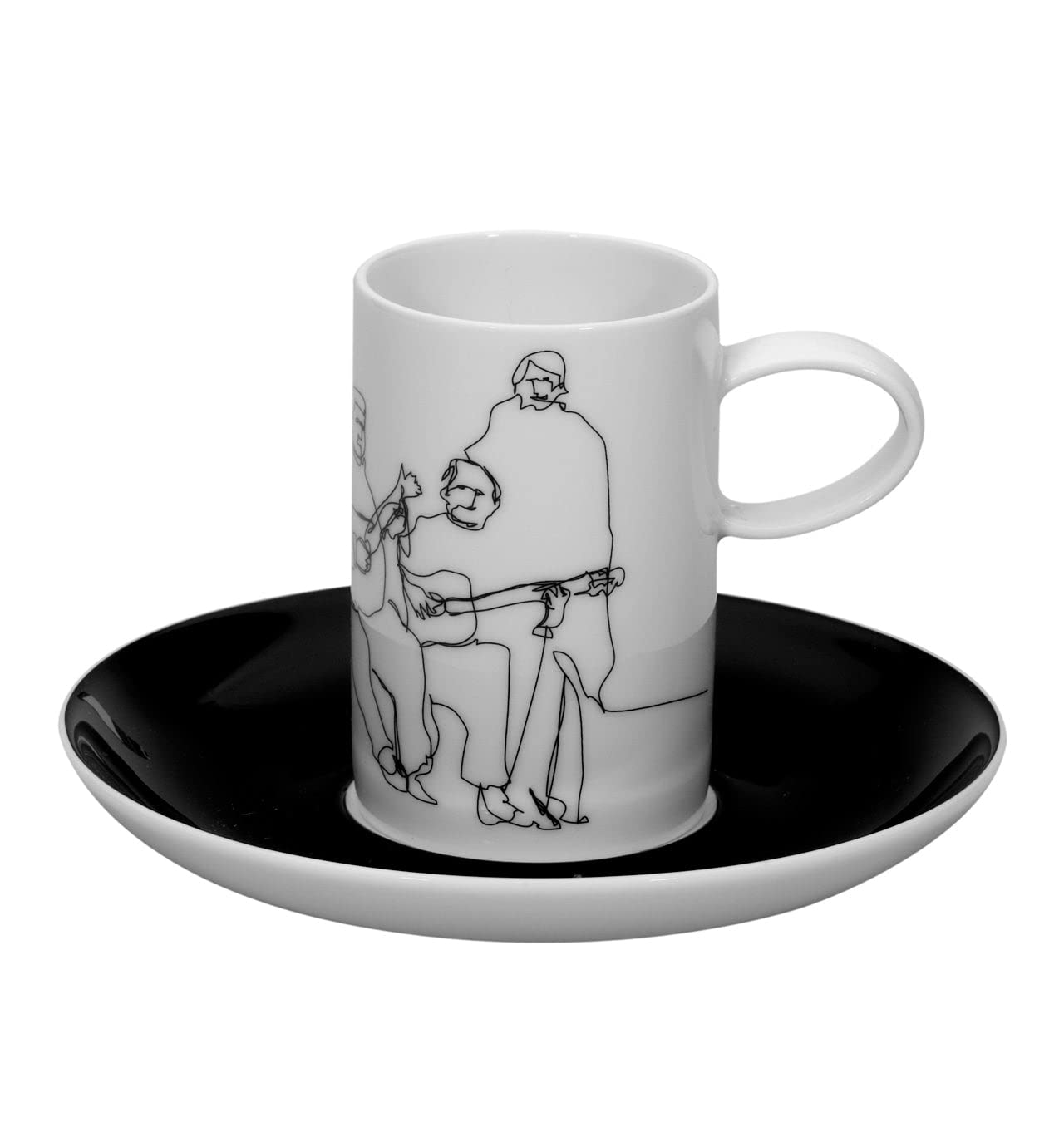 Vista Alegre Fado Porcelain Coffee Cup Set - 4 Elegant Cups & Saucers for Espresso, Tea, or Cappuccino - Perfect for Home, Cafe, or Gift Giving