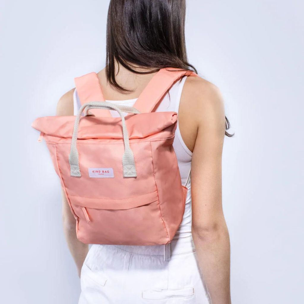 Kind Bags Hackney Mini Backpack - Lightweight & Waterproof Peach Pink Small Backpack for Women & Teens | Perfect for School, Travel & Everyday Use