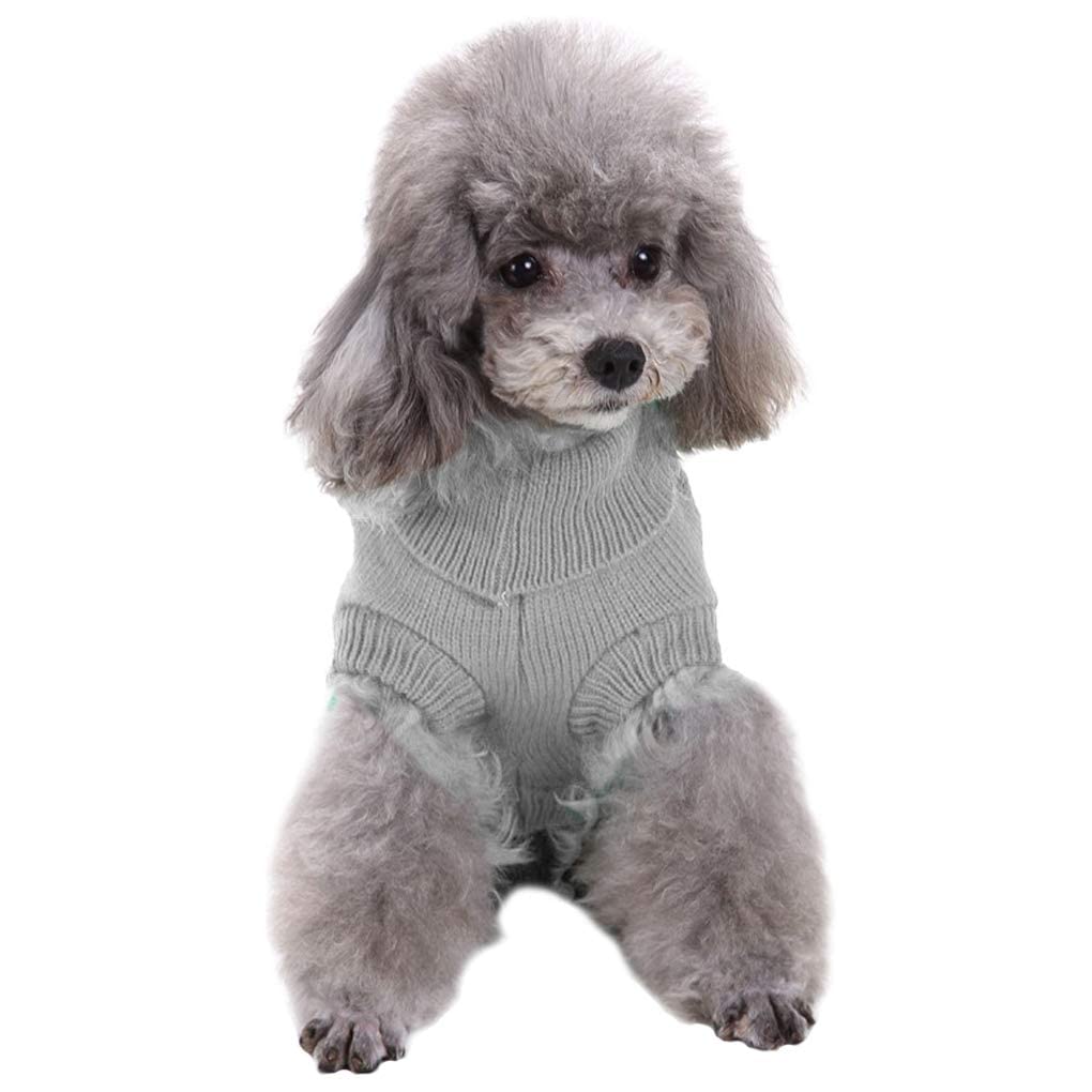 CHBORCHICEN Knitted Dog Sweater - Warm Winter Pet Clothes for Small Dogs & Cats (Grey) - Perfect for Indoor & Outdoor Use