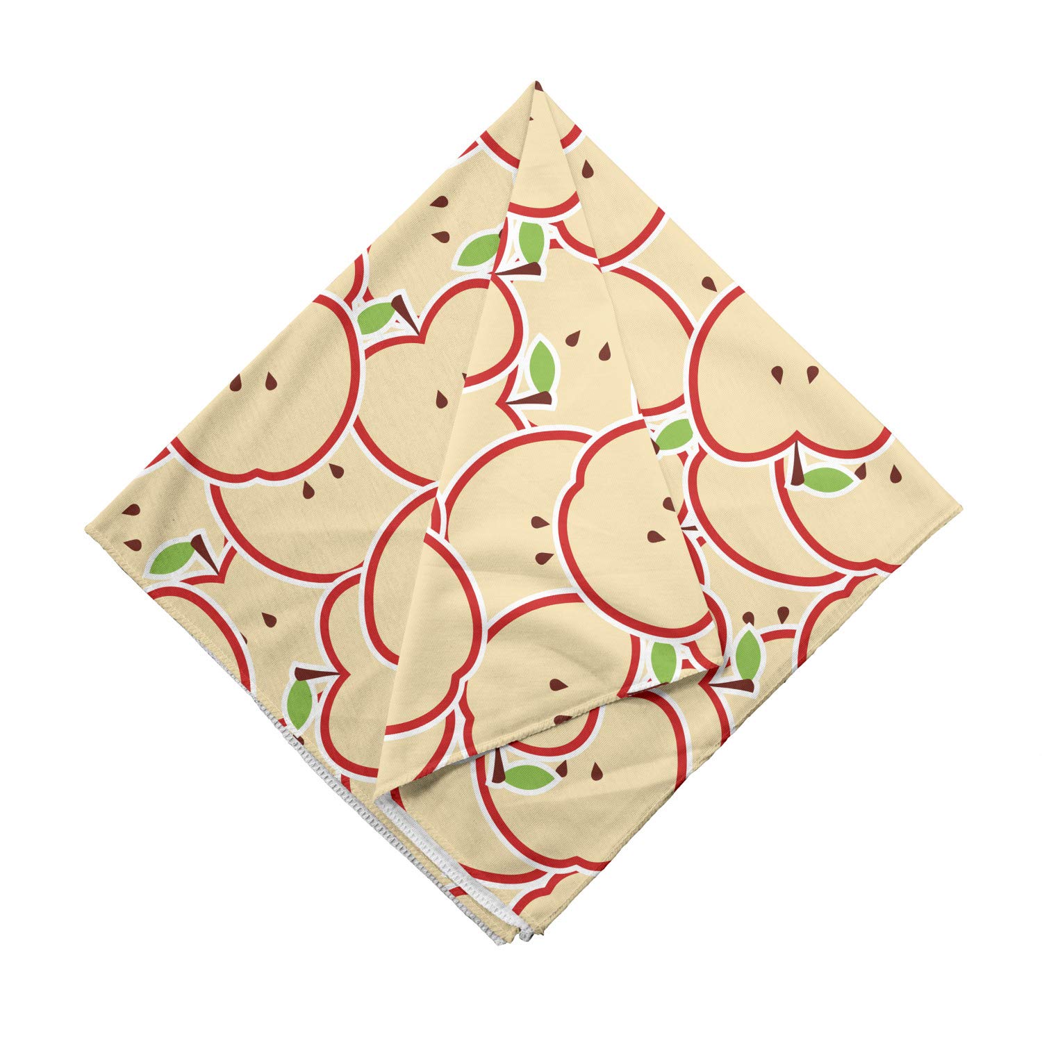 Ambesonne Fruits Unisex Bandana - Modern Illustration Fruit Design in Apple Green, Beige, and Red - Perfect for Outdoor Activities, Music Festivals, and Fashion Accessories
