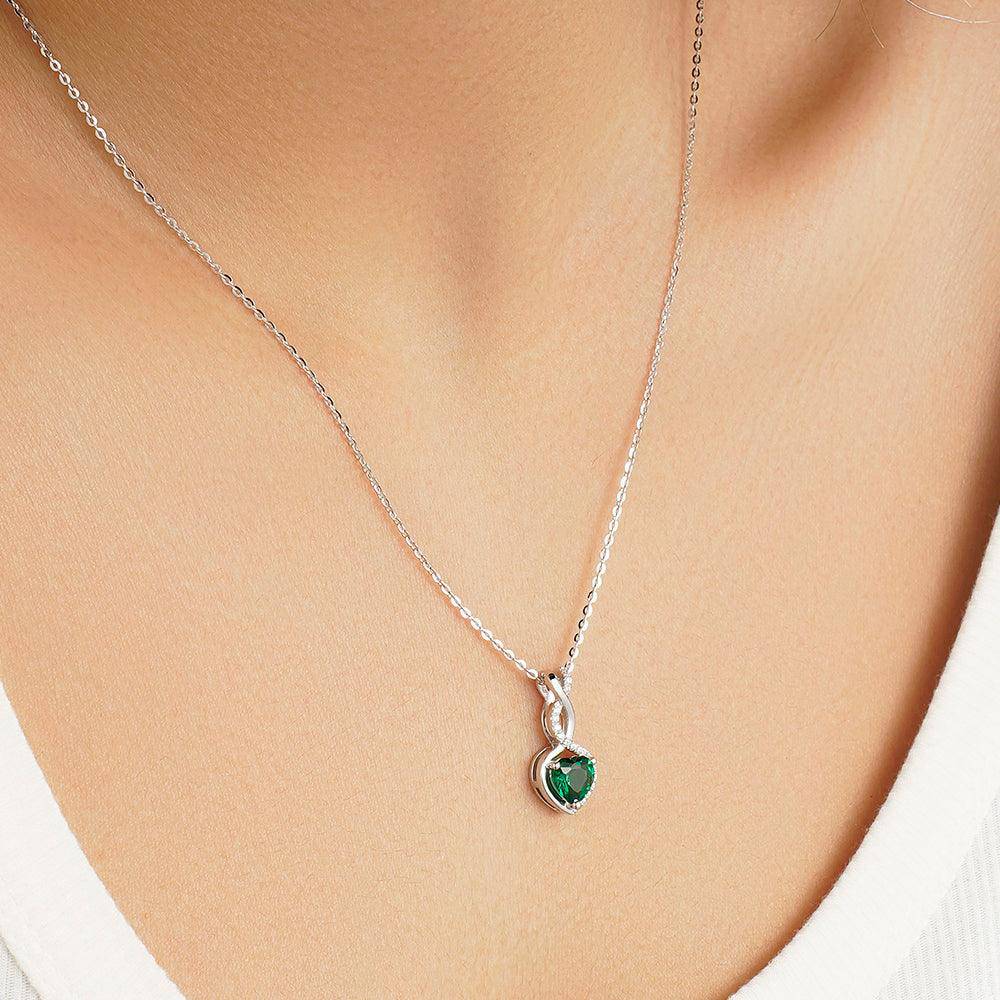 1 CT. Emerald Infinity Heart Pendant with Diamonds - Elegant Jewelry for Women, Gift for Anniversary, Valentine's Day & Special Occasions