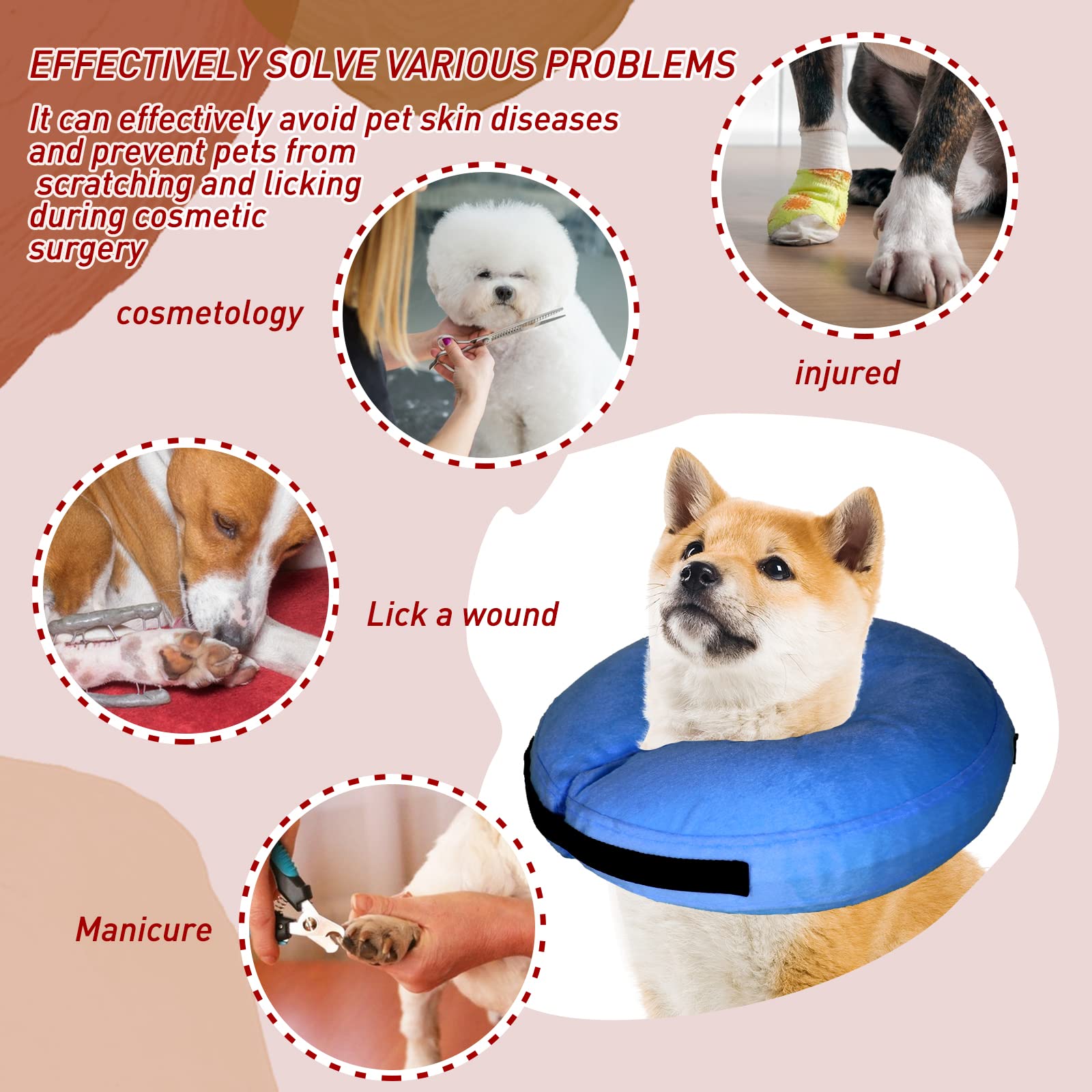 **Inflatable Dog Cone Collar - Soft Protective Recovery Collar for Dogs & Cats After Surgery, Comfortable Donut Collar for Large, Medium & Small Pets (Blue, Medium) - Ideal for Post-Surgery, Wound Care & Anxiety Relief**