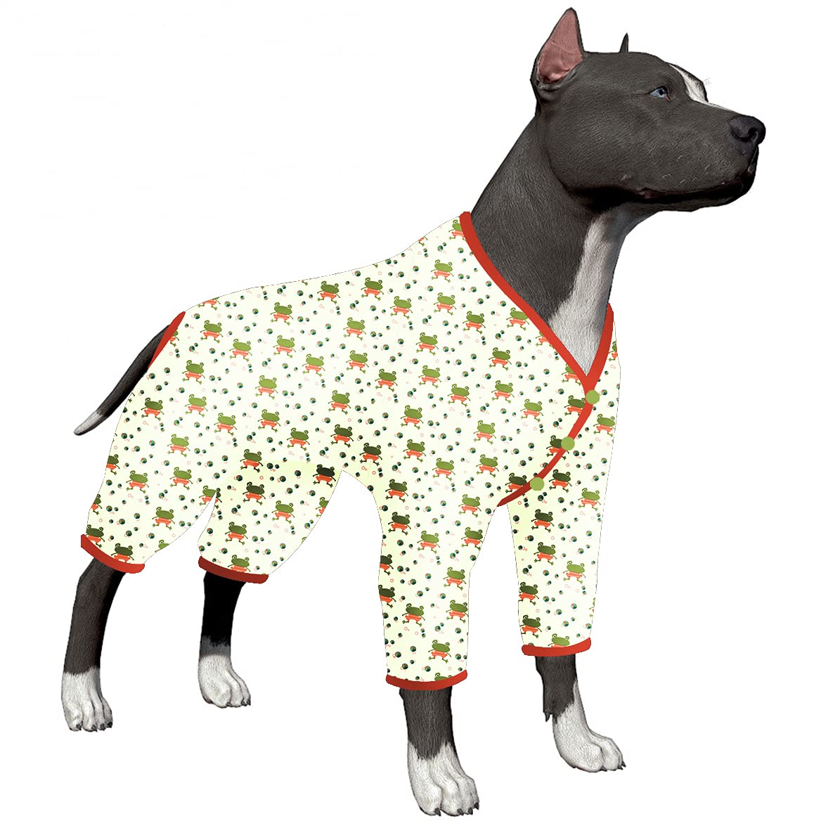 LovinPet Large Dog Clothes Post Surgery Wear - 100% Cotton Dog Pajamas for Pitbull, Labrador, Doberman & Boxer | Lightweight Pullover Full Coverage Dog PJs for Recovery & Comfort | Perfect for Post-Op Care, Cold Weather & Indoor Lounging