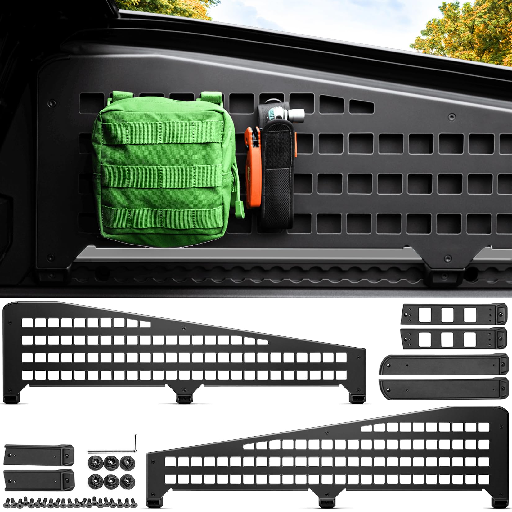 2PCS Aluminum Alloy L-Track Panels for Tesla Cybertruck 2023-2024 | Heavy Duty Truck Bed Rails | Secure Cargo Tie Downs for Camping Gear, Motorcycles & Equipment