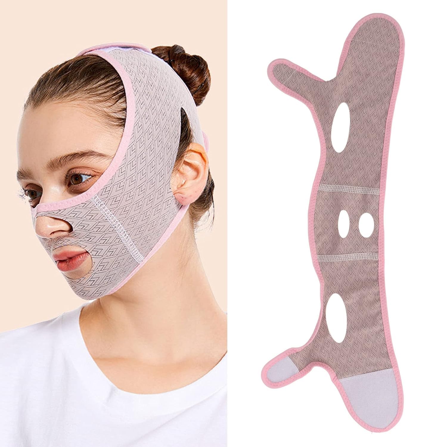 Facial Slimming Strap - Double Chin Reducer & V-Line Lifting Mask for Face Slimming & Chin Up - Reusable Face Lifting Belt for Nasolabial Folds - Perfect for Home Spa, Workout & Beauty Routine