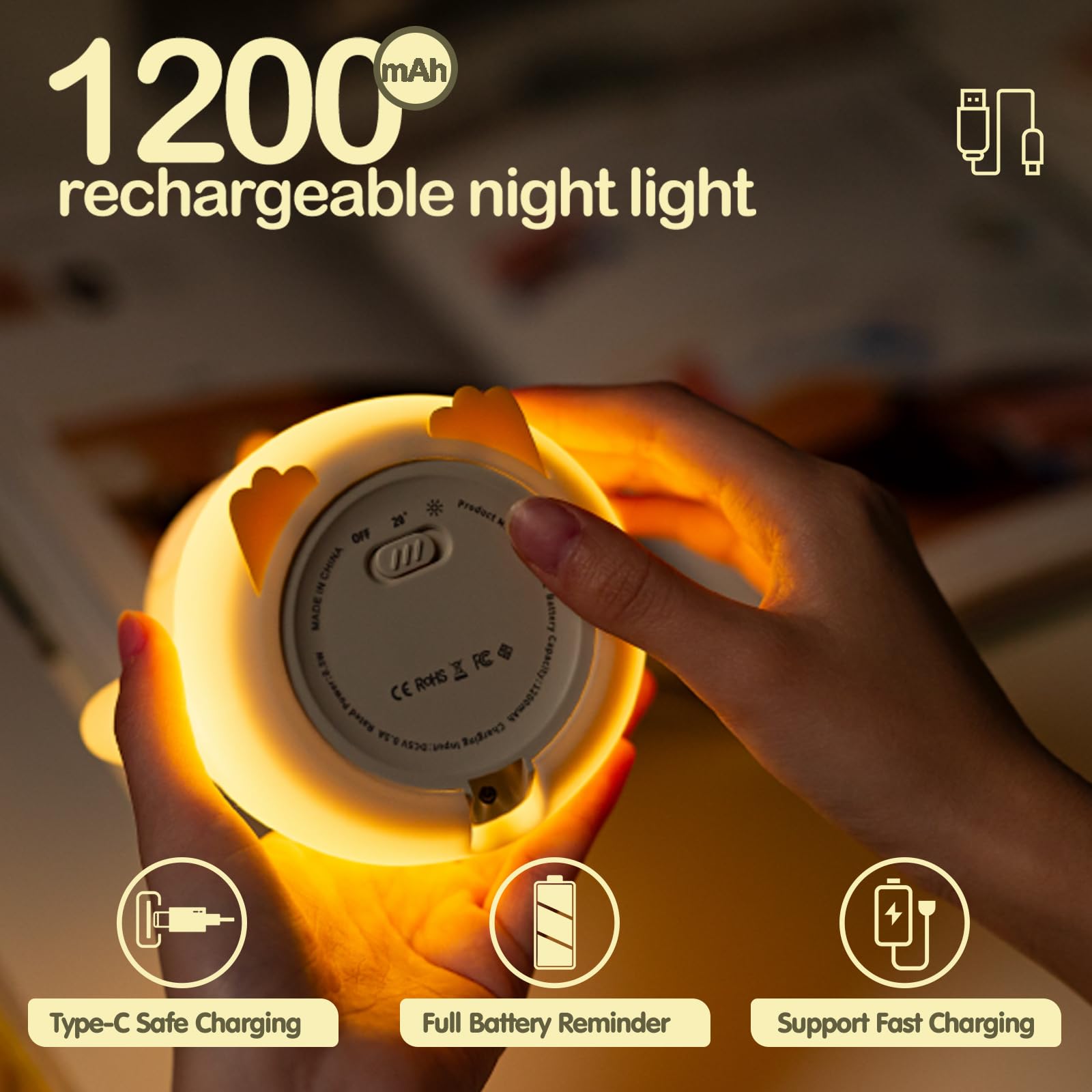 ATSUI Penguin Night Light - LED Squishy Animal Night Lamp with 2-Level Dimmable Brightness, Food Grade Silicone Safe for Kids | Cute Nursery Nightlight for Baby Room, Desk Decor & Funny Gift for Boys Girls | Perfect for Bedtime, Reading Nook & White Elephant Gifts