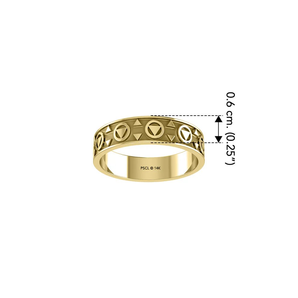 14K Yellow Gold Triangle Symbol Band Ring for Women - Durable & Elegant Jewelry for Everyday Wear, Gift Giving & Special Occasions