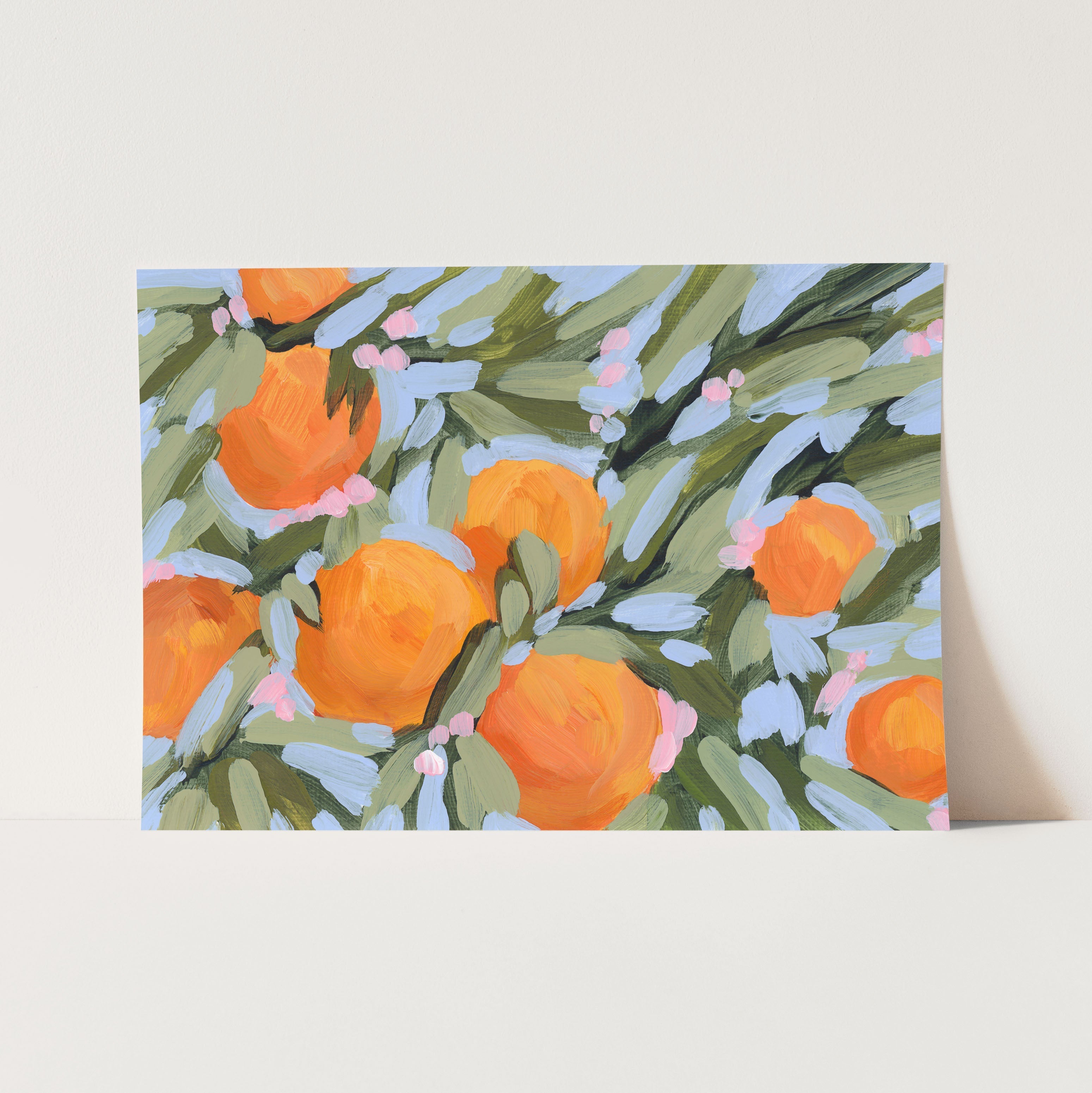 Oranges and Blossoms Art Print - Vibrant Floral Wall Decor for Living Room, Bedroom & Office | Perfect Gift for Home Decor Lovers
