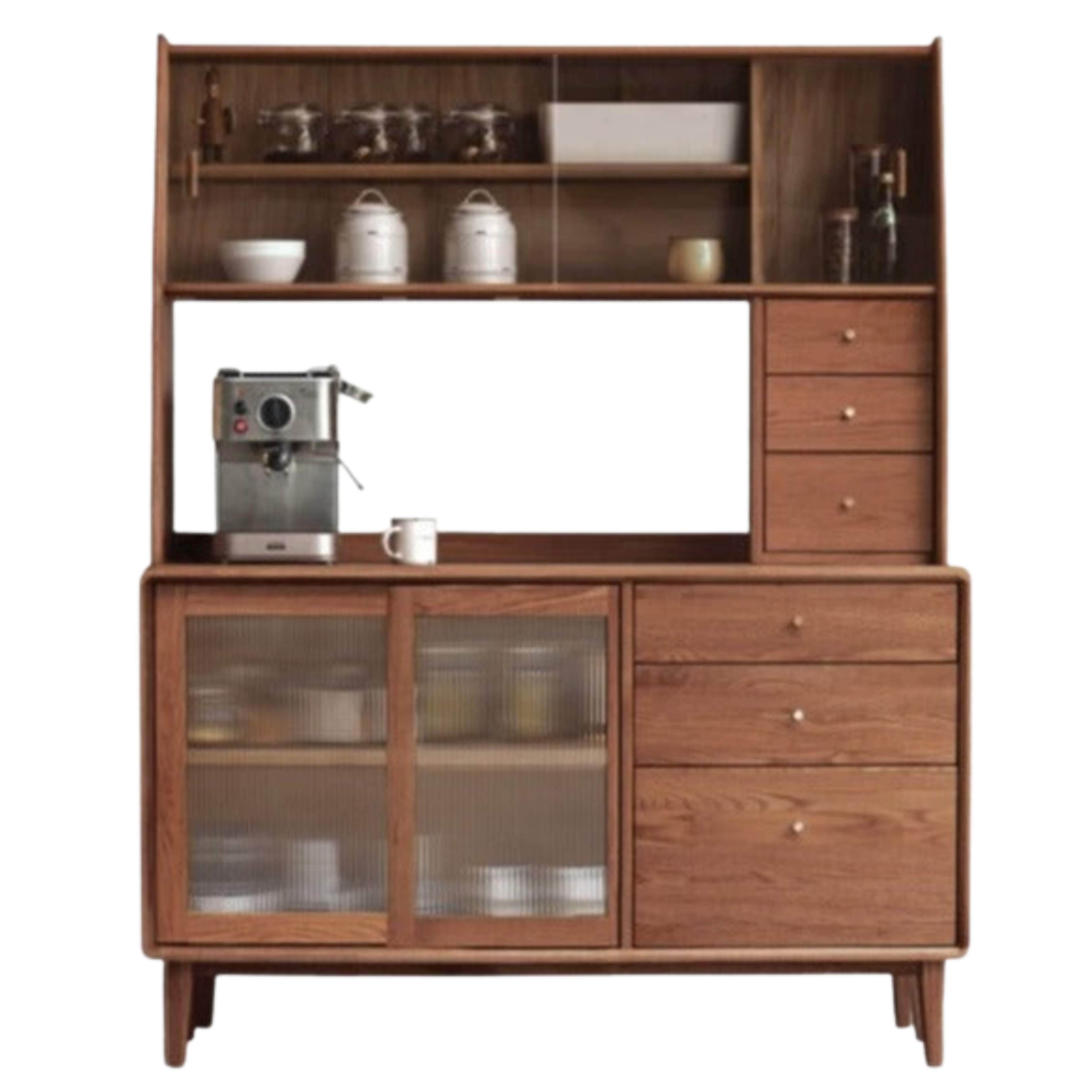 Solid Oak Wood Sideboard Buffet Cabinet - Rustic Farmhouse Dining Room Storage for Dishes, Linens & Entertaining Essentials