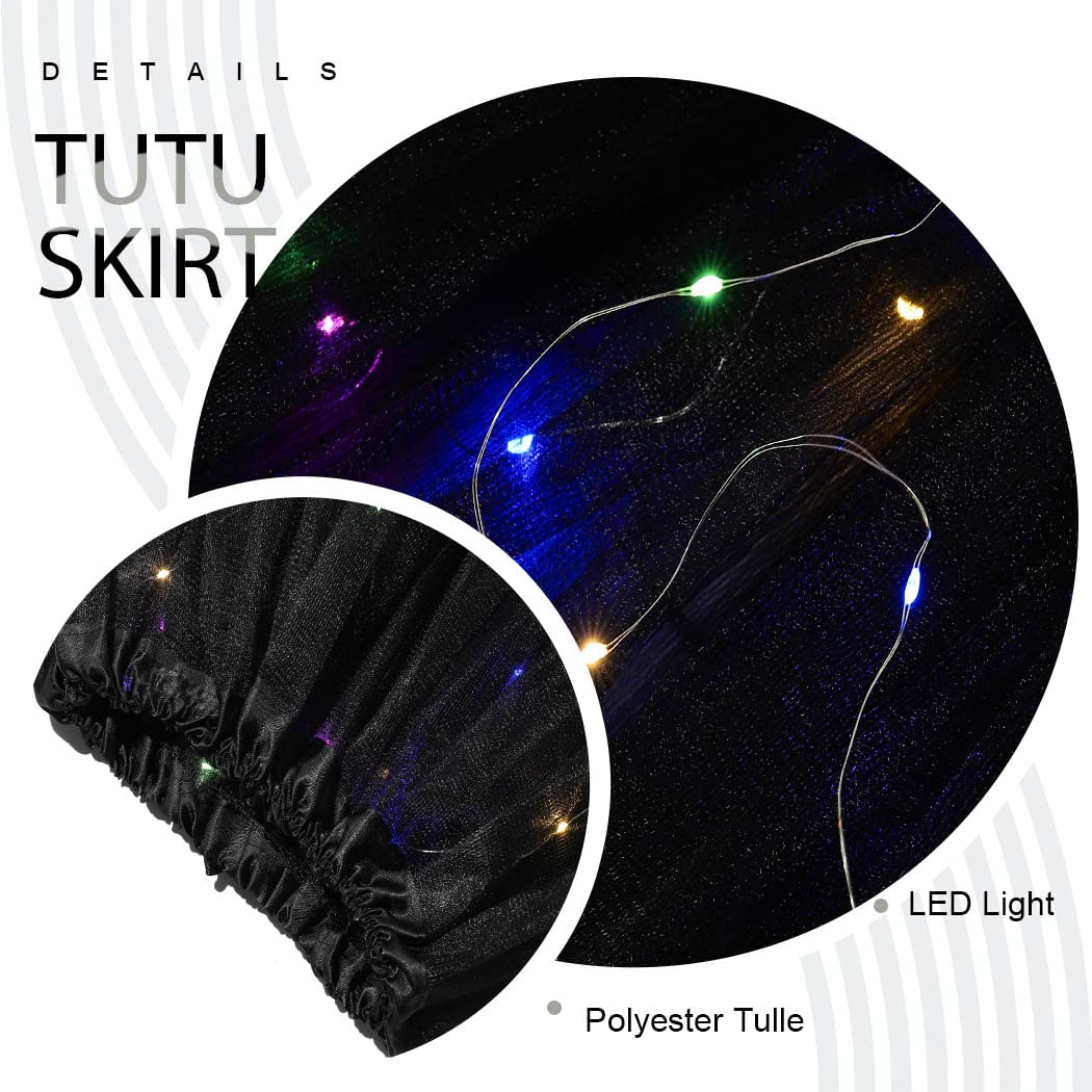 TWINKLEDE LED Light Up Tutu Skirt - Sparkly Tulle Dance Skirt for Women | Glow in The Dark Ballet Party Costume | Perfect for Raves, Dance Performances & Halloween Costumes