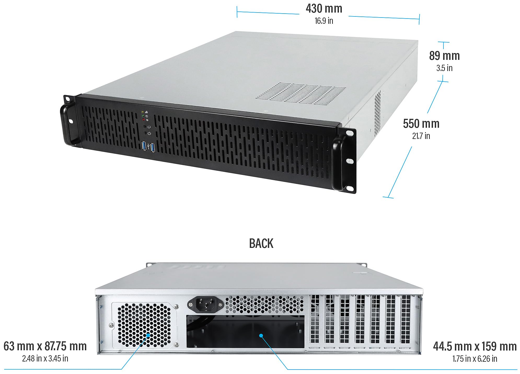 Rosewill 2U Server Chassis Rackmount Case - 4X 3.5