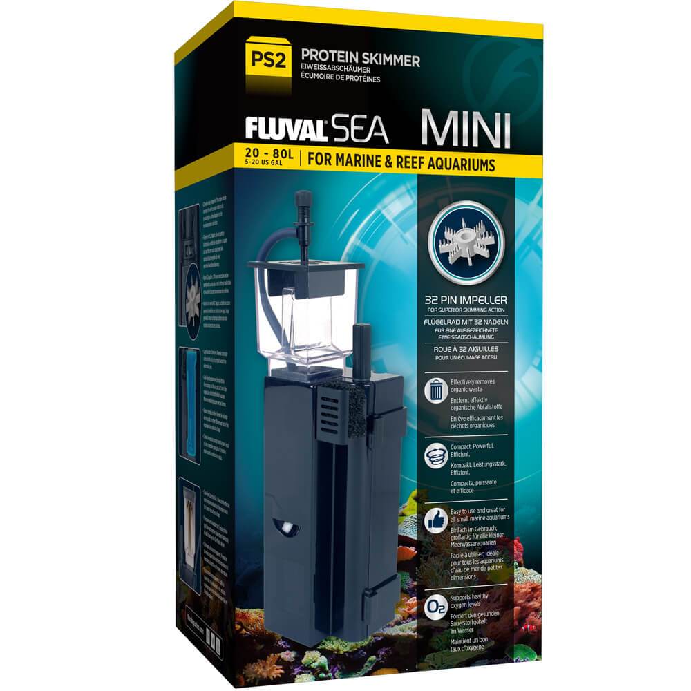 Fluval Sea PS2 Protein Skimmer Mini - Compact Saltwater Aquarium Filter for Nano Reef Tanks, Efficient Waste Removal for Marine Fish & Coral Tanks - Perfect for Small Saltwater Aquariums Up to 30 Gallons