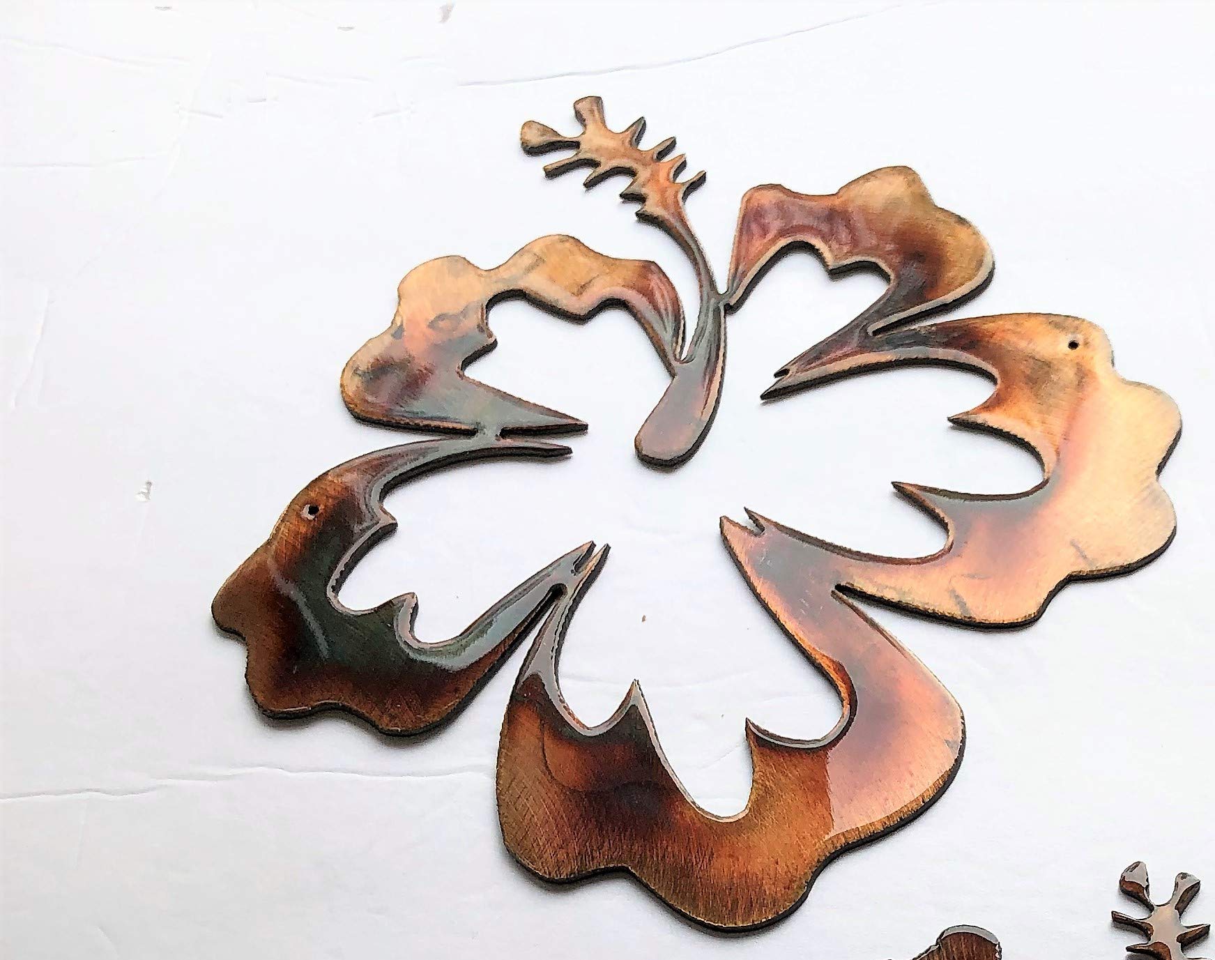 Hawaiian Hibiscus Flower Metal Wall Art Decor - Tropical Home & Office Accent for Living Room, Bedroom, or Patio