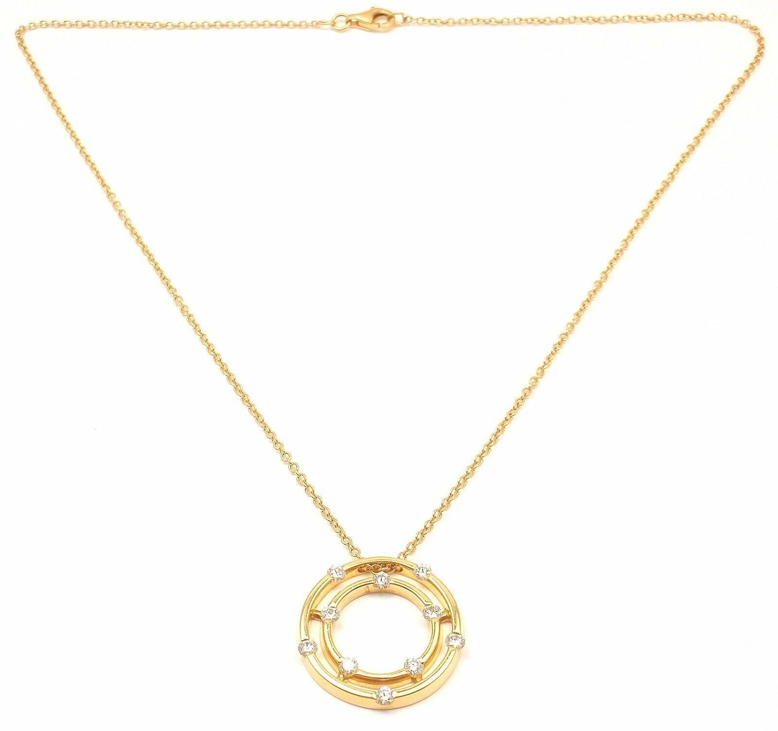 Authentic Roberto Coin 18k Yellow Gold Double Hoop Diamond Pendant Necklace for Women - Elegant Jewelry Gift for Anniversary, Valentine's Day & Special Occasions