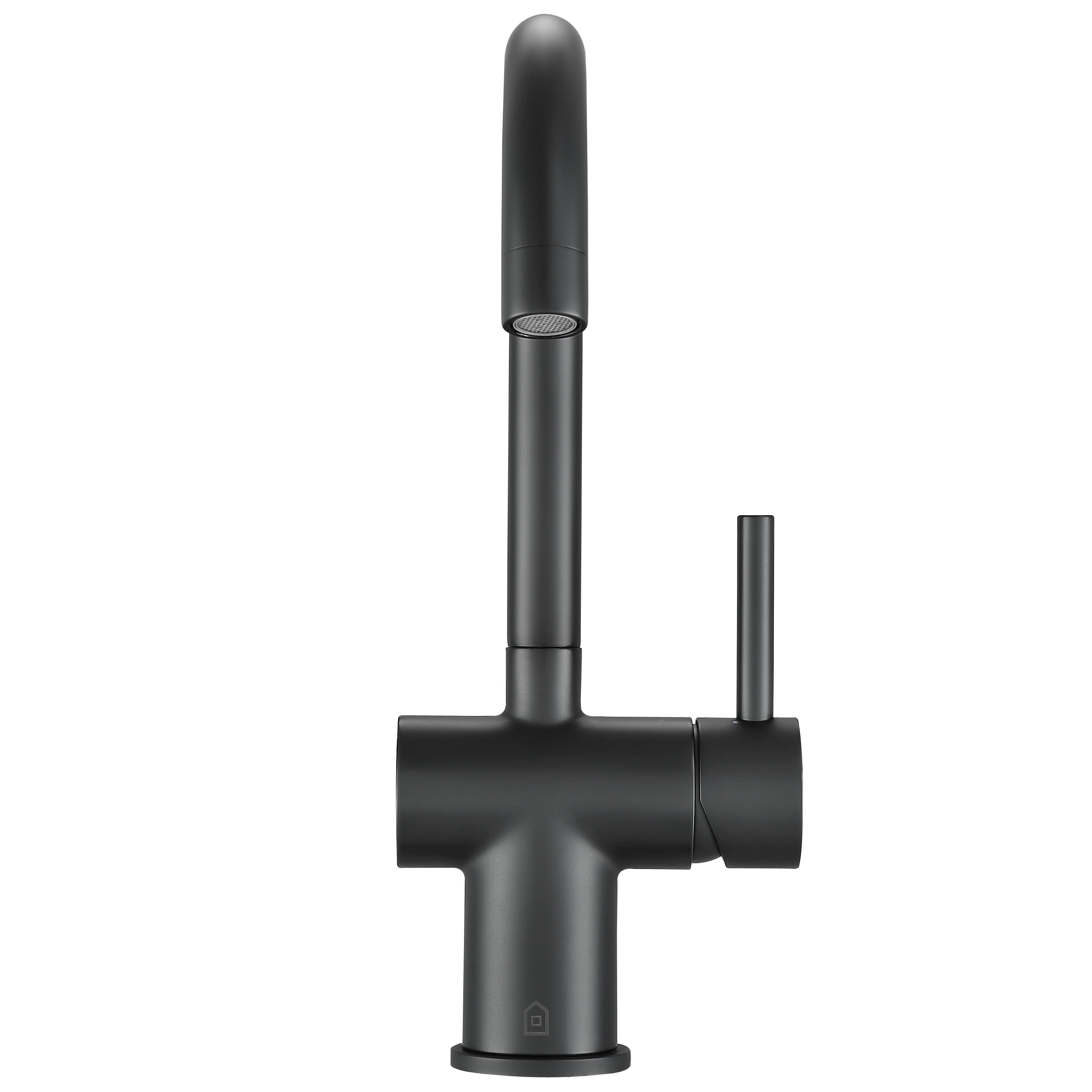 Ancona Aria Single Handle Matte Black Bathroom Faucet - Modern Waterfall Spout for Sink Vanity, Powder Room & Guest Bath Installation