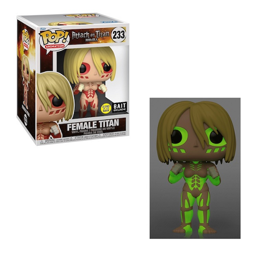 Funko Pop! Attack on Titan: Female Titan Glow in The Dark Vinyl Figure #233 - Collectible Anime Toy for Fans, Perfect for Display & Nighttime Glow Decor