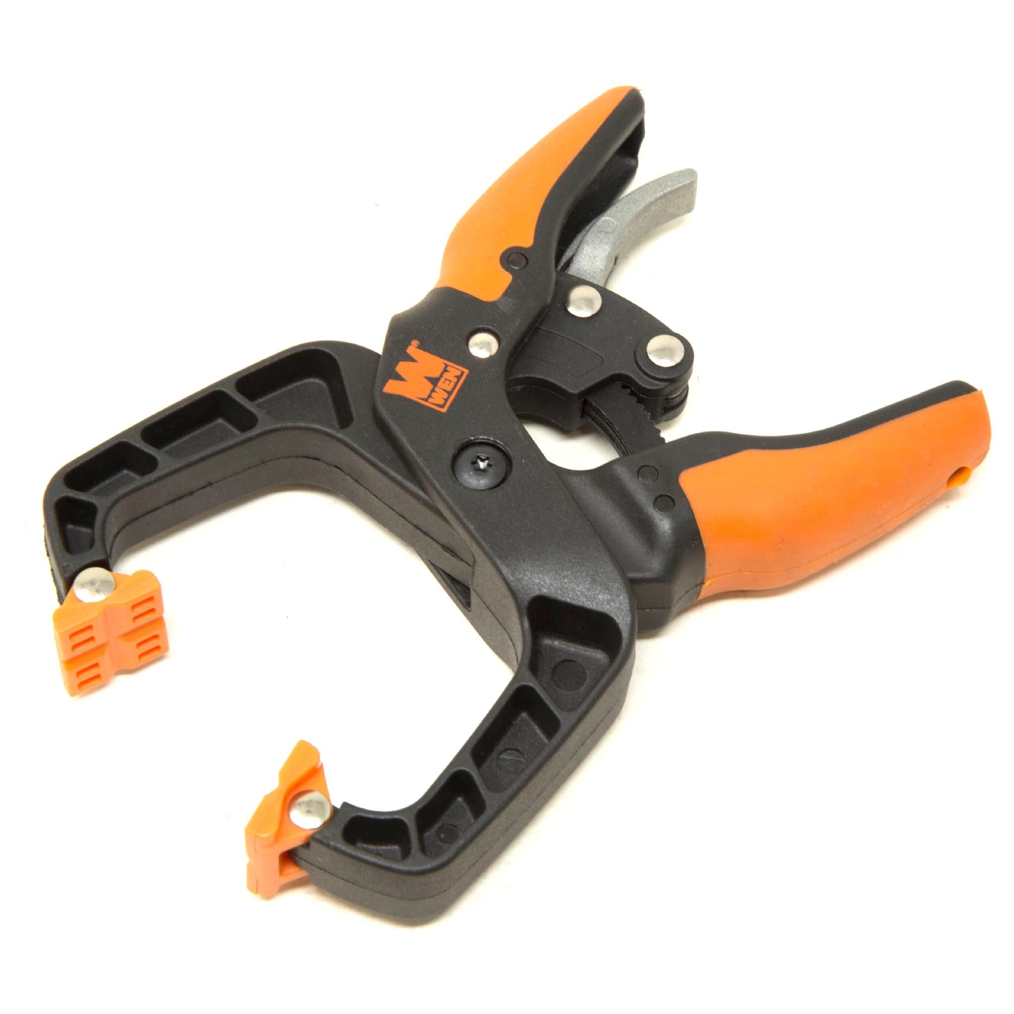 WEN CLH151 Quick Release Ratcheting Hand Clamps - 4 Pack with 1.5 Inch Jaw Opening & Throat - Heavy Duty Woodworking & DIY Clamps for Carpentry, Metalworking, and Craft Projects