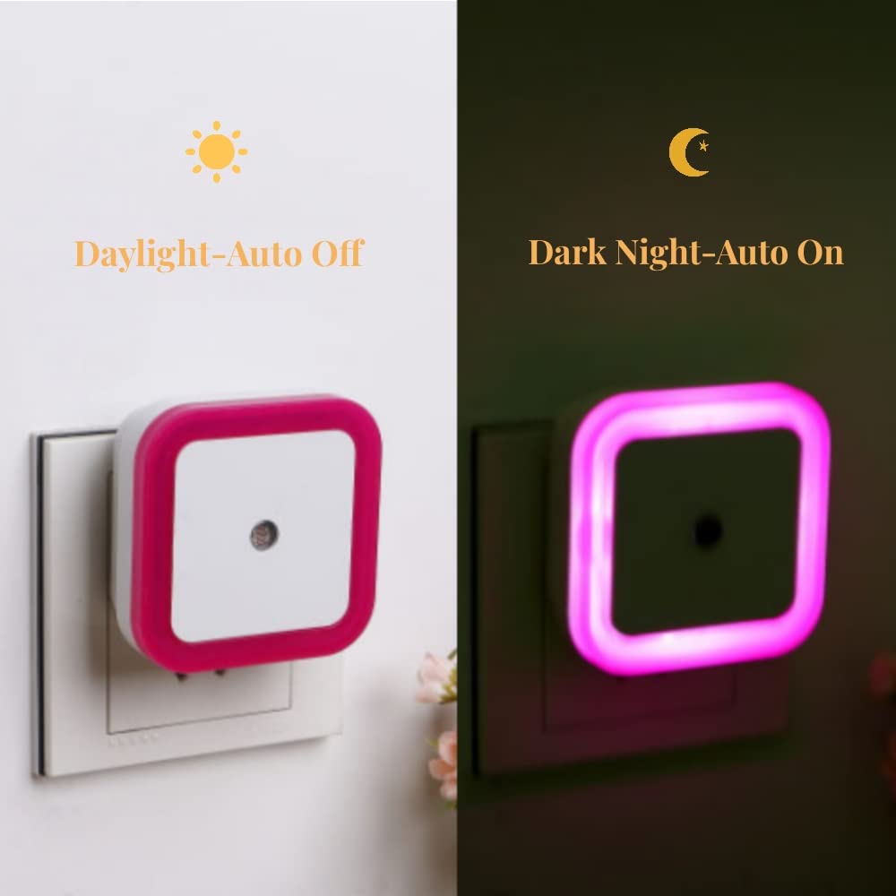 Othmro 2-Pack Plug-in LED Night Light with Auto Dusk-to-Dawn Sensor - Warm White ABS Christmas Bulb (L62×W62×H60) for Bedroom, Kitchen, Hallway - Red EUR Plug | Energy Saving Nightlight for Kids Room, Bathroom, Staircase Safety