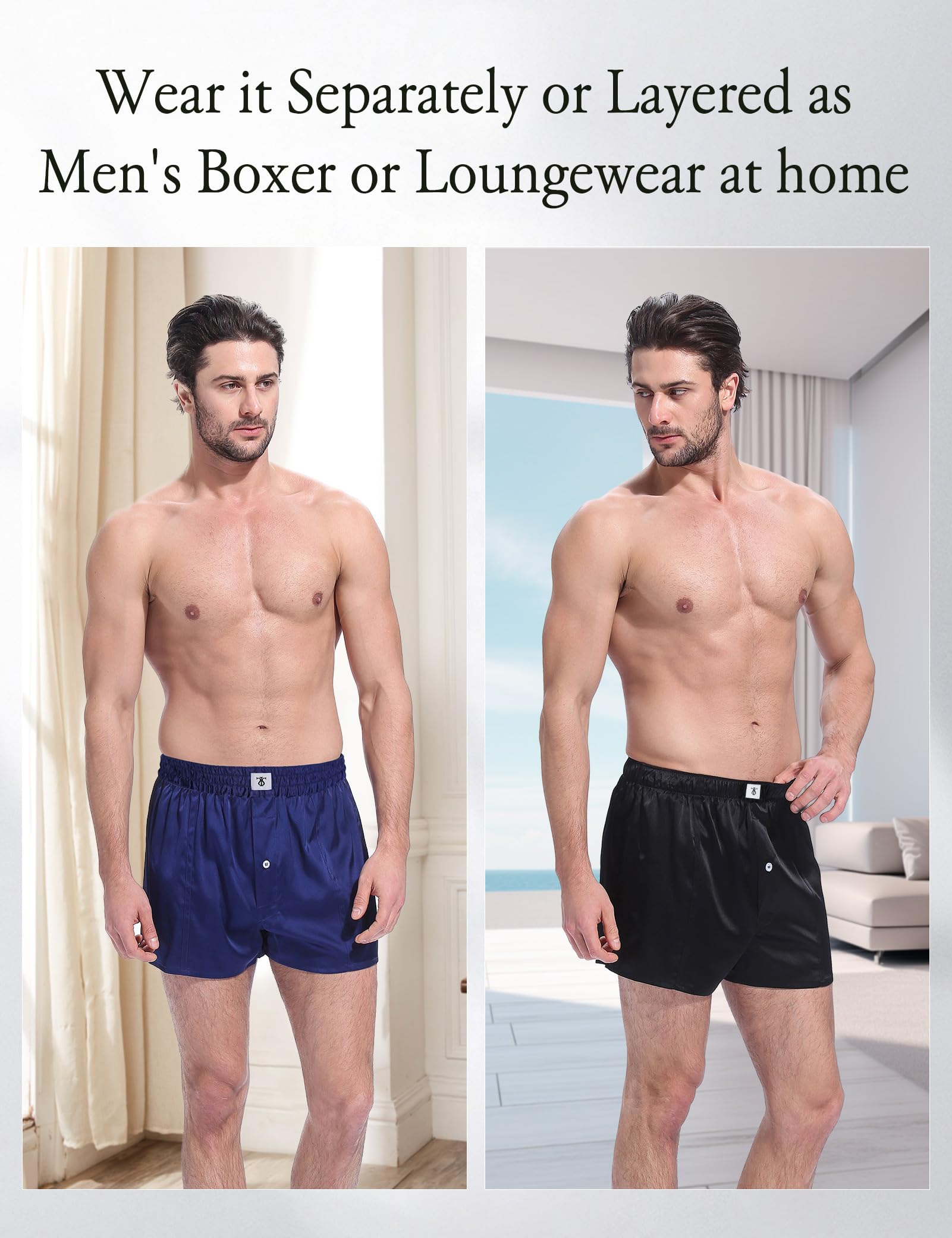 Premium 6A Grade Mulberry Silk Boxer Shorts for Men - Breathable & Luxurious Royal Silk Underwear Combo Pack - Ideal for Sleep, Lounge & Everyday Comfort