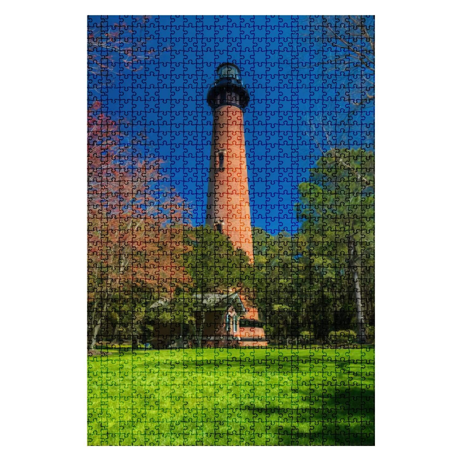 1000-Piece Wooden Jigsaw Puzzle - Currituck Beach Lighthouse Park Outer Banks NC - Fun & Challenging Adult & Kids Puzzle - DIY Educational Game Toy Gift - Home Wall Decor - Perfect for Family Game Nights & Stress Relief