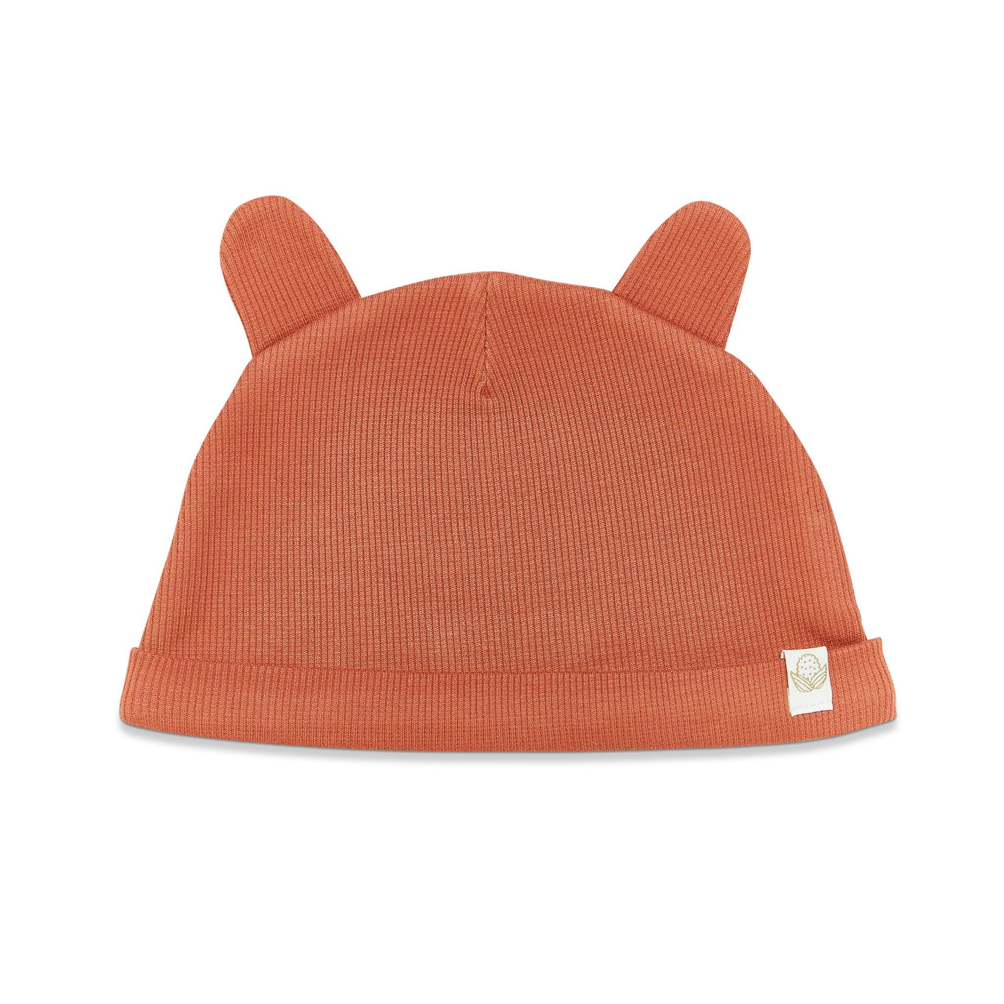 Organic Bunny Ears Cap for Women - Soft Paprika Red Knit Beanie with Floppy Ears - Cozy Winter Hat for Outdoor Activities, Christmas Costume, and Bunny-Themed Parties