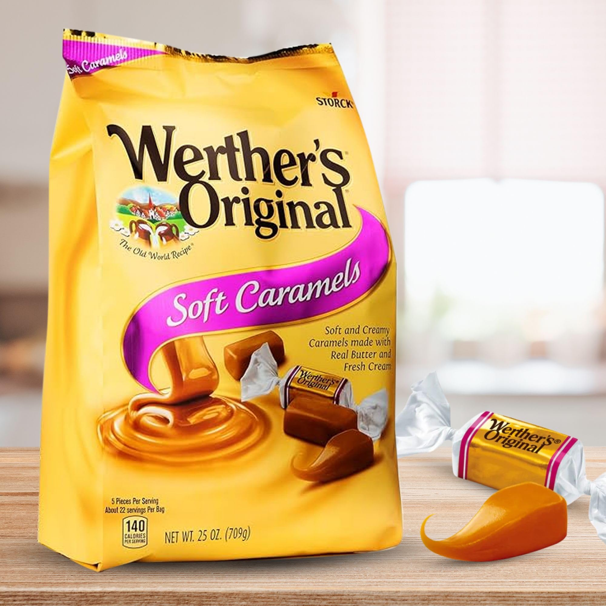 Werther's Original Soft Caramel Candy Bundle - 2 Pack (25 Oz Each) | Individually Wrapped Caramels for Gifting, Parties & Everyday Snacking | Includes Free Good For My Home Storage Box